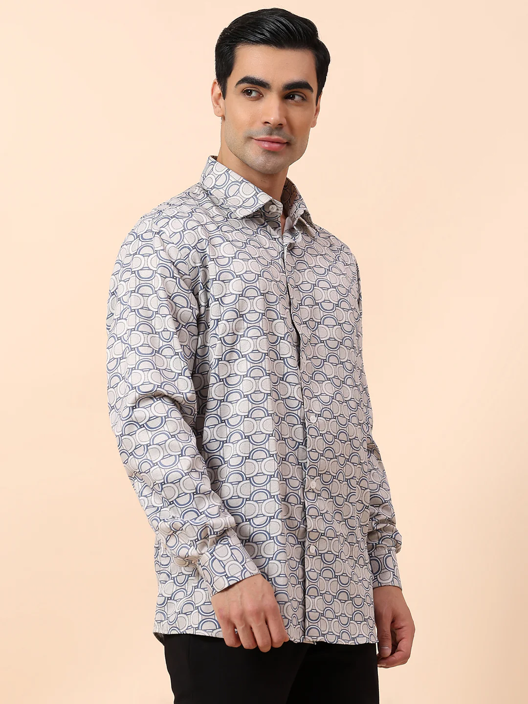 Formal Shirt for Men | Breathable & Soft with Color Fastness Regular Fit Spread Collar Cotton Fabric Printed Pattern - Image 4