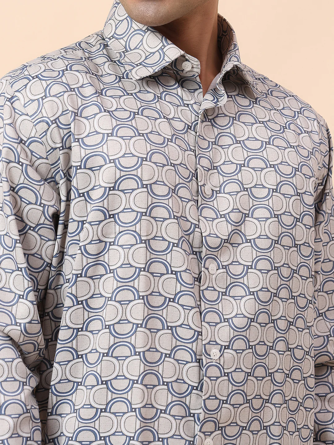 Formal Shirt for Men | Breathable & Soft with Color Fastness Regular Fit Spread Collar Cotton Fabric Printed Pattern - Image 6