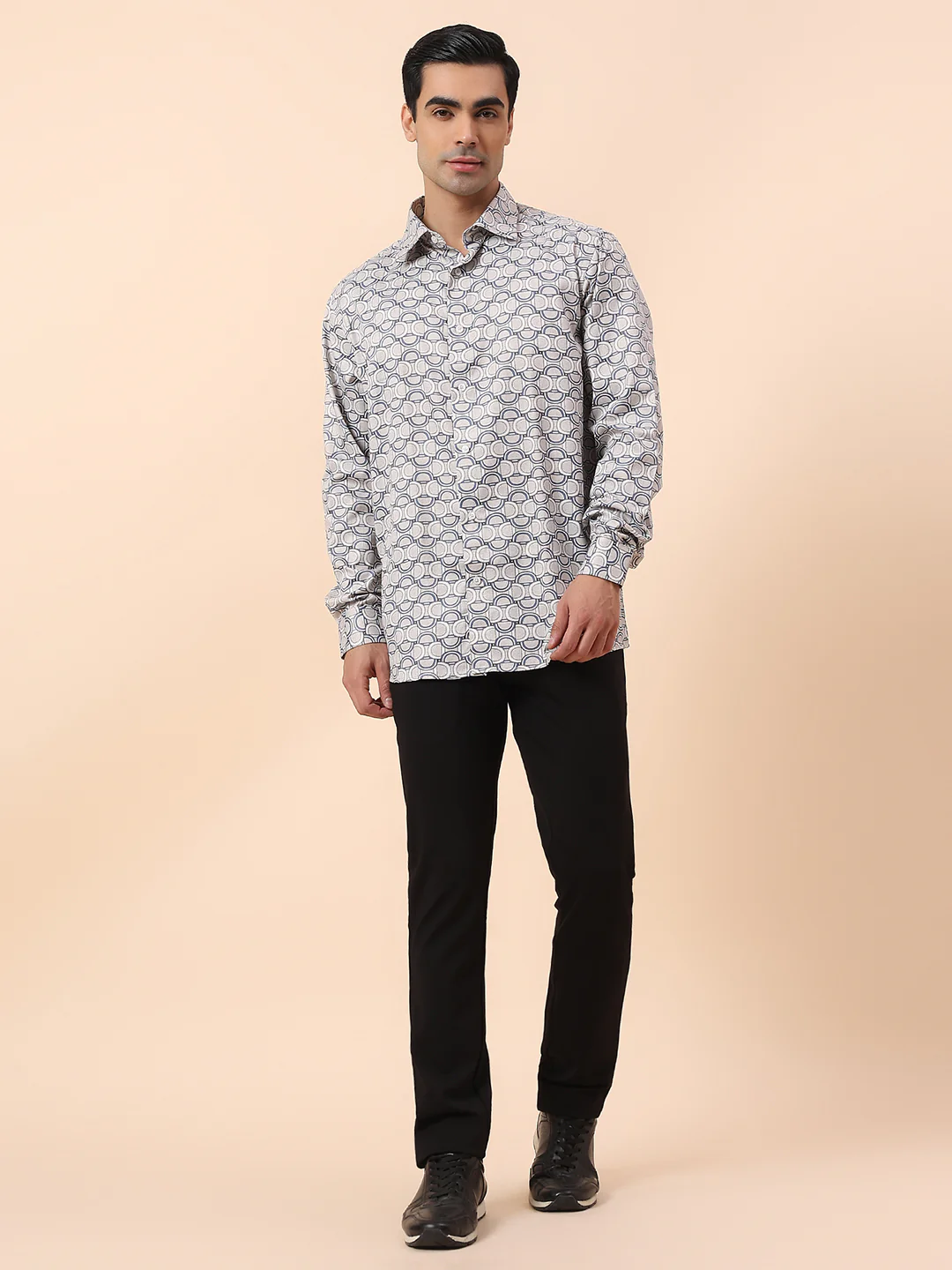 Formal Shirt for Men | Breathable & Soft with Color Fastness Regular Fit Spread Collar Cotton Fabric Printed Pattern - Image 7