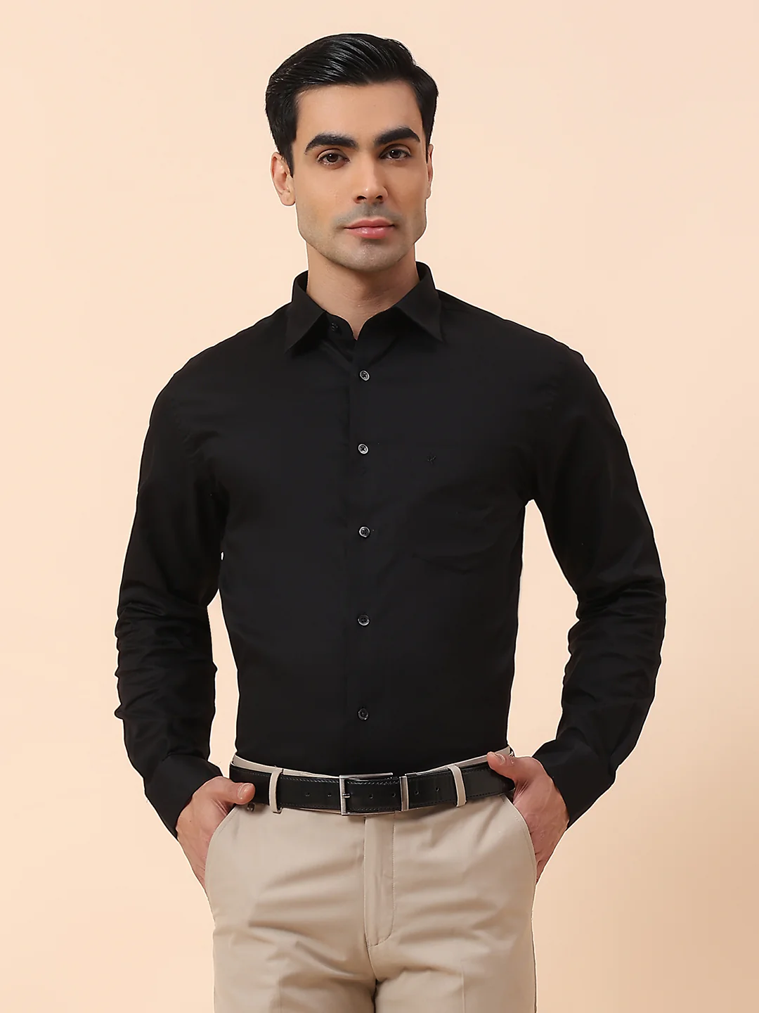Formal Shirt for Men | Breathable & Soft with Color Fastness Regular Fit Spread Collar Cotton Fabric Solid Pattern - Image 3