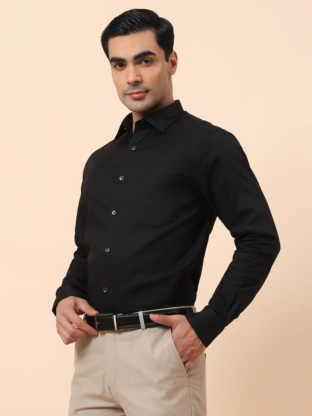 Formal Shirt for Men | Breathable & Soft with Color Fastness Regular Fit Spread Collar Cotton Fabric Solid Pattern - Image 4