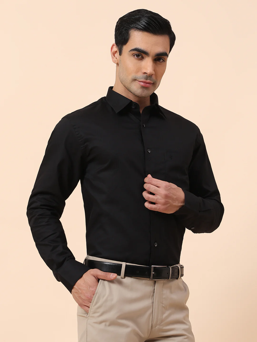 Formal Shirt for Men | Breathable & Soft with Color Fastness Regular Fit Spread Collar Cotton Fabric Solid Pattern - Image 5