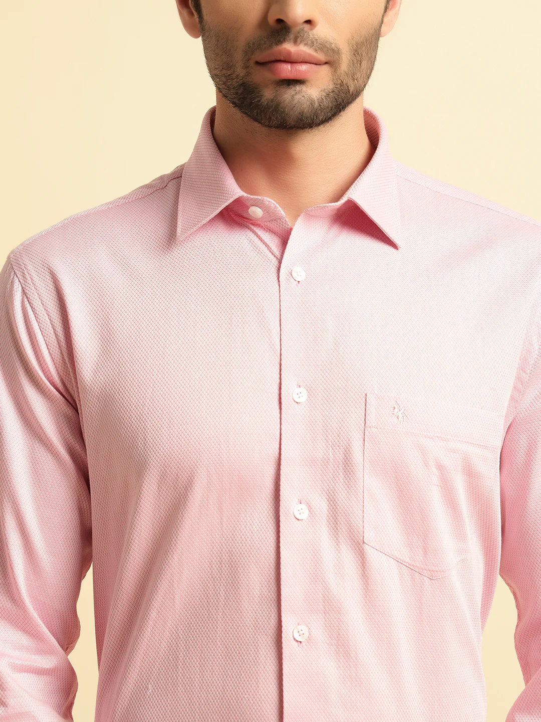 Formal Shirt for Men | Breathable & Soft with Color Fastness Regular Fit Spread Collar Neck Cotton Blend Fabric Self Design Pattern - Image 6