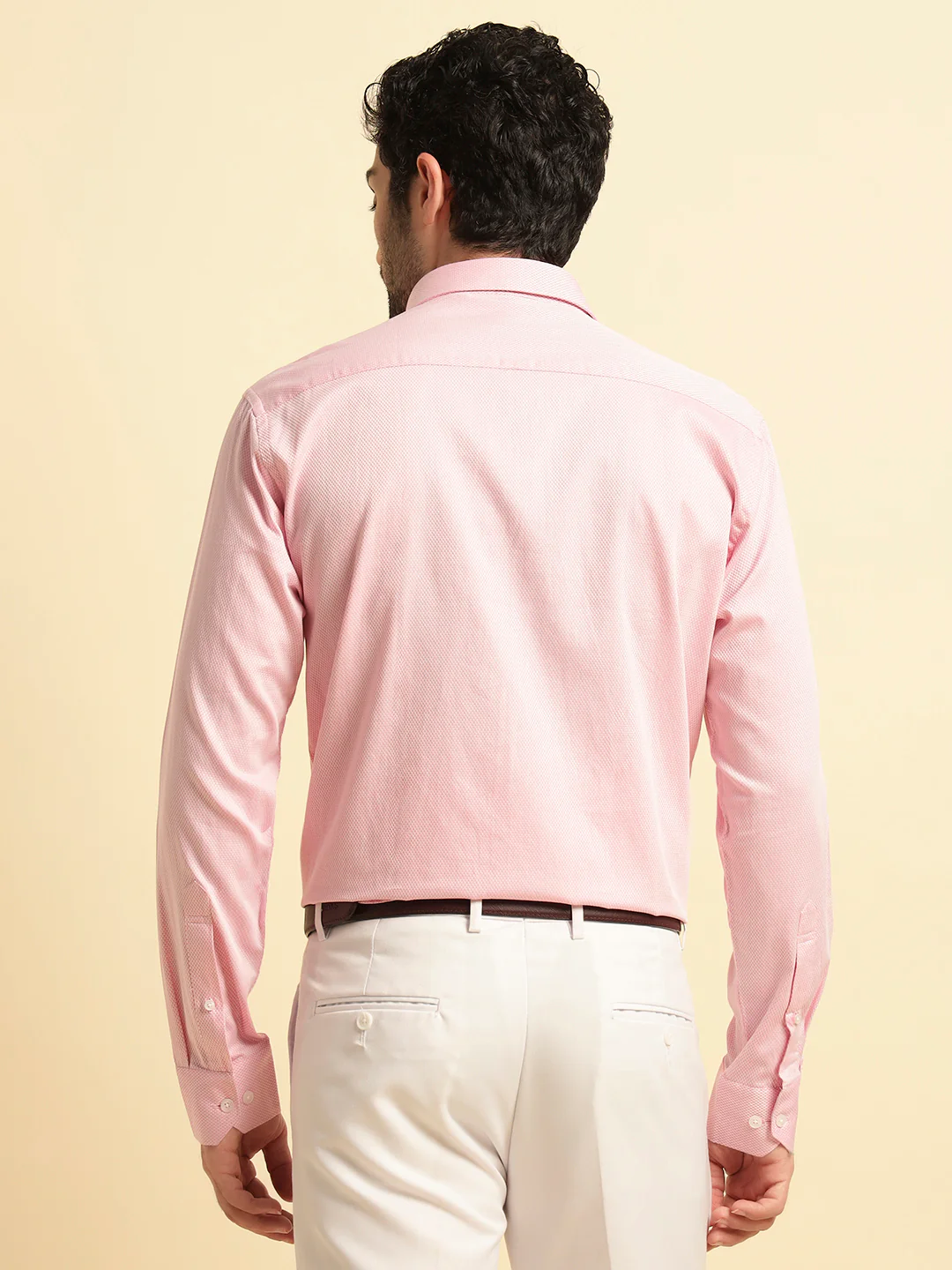 Formal Shirt for Men | Breathable & Soft with Color Fastness Regular Fit Spread Collar Neck Cotton Blend Fabric Self Design Pattern - Image 7