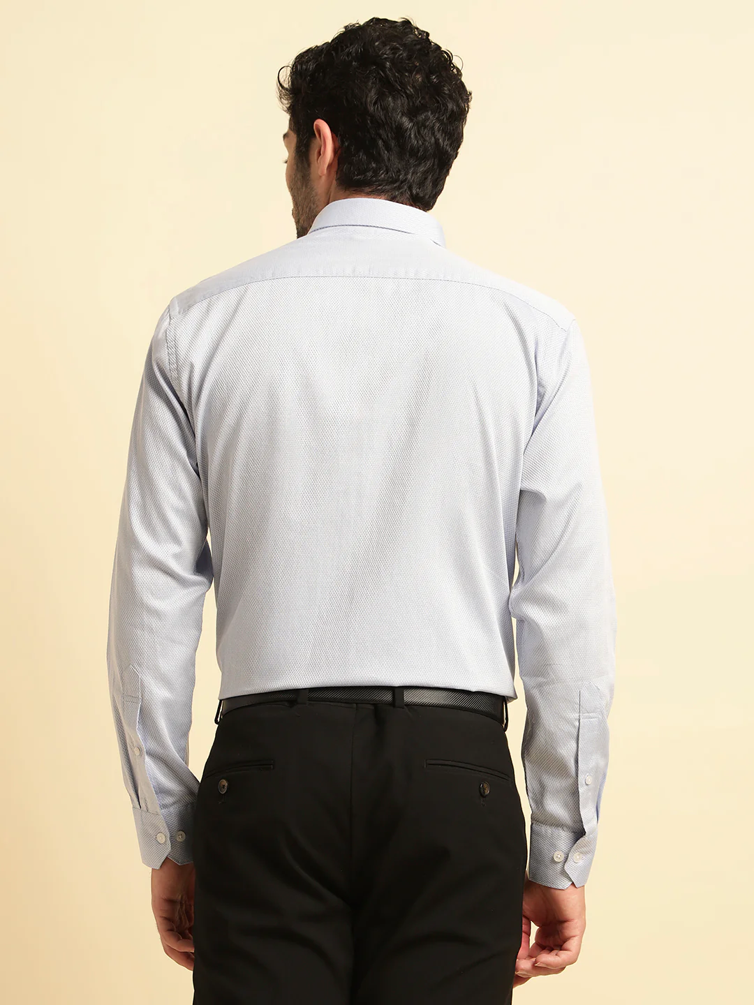 Formal Shirt for Men | Breathable & Soft with Color Fastness Regular Fit Spread Collar Neck Cotton Blend Fabric Self Design Pattern - Image 7