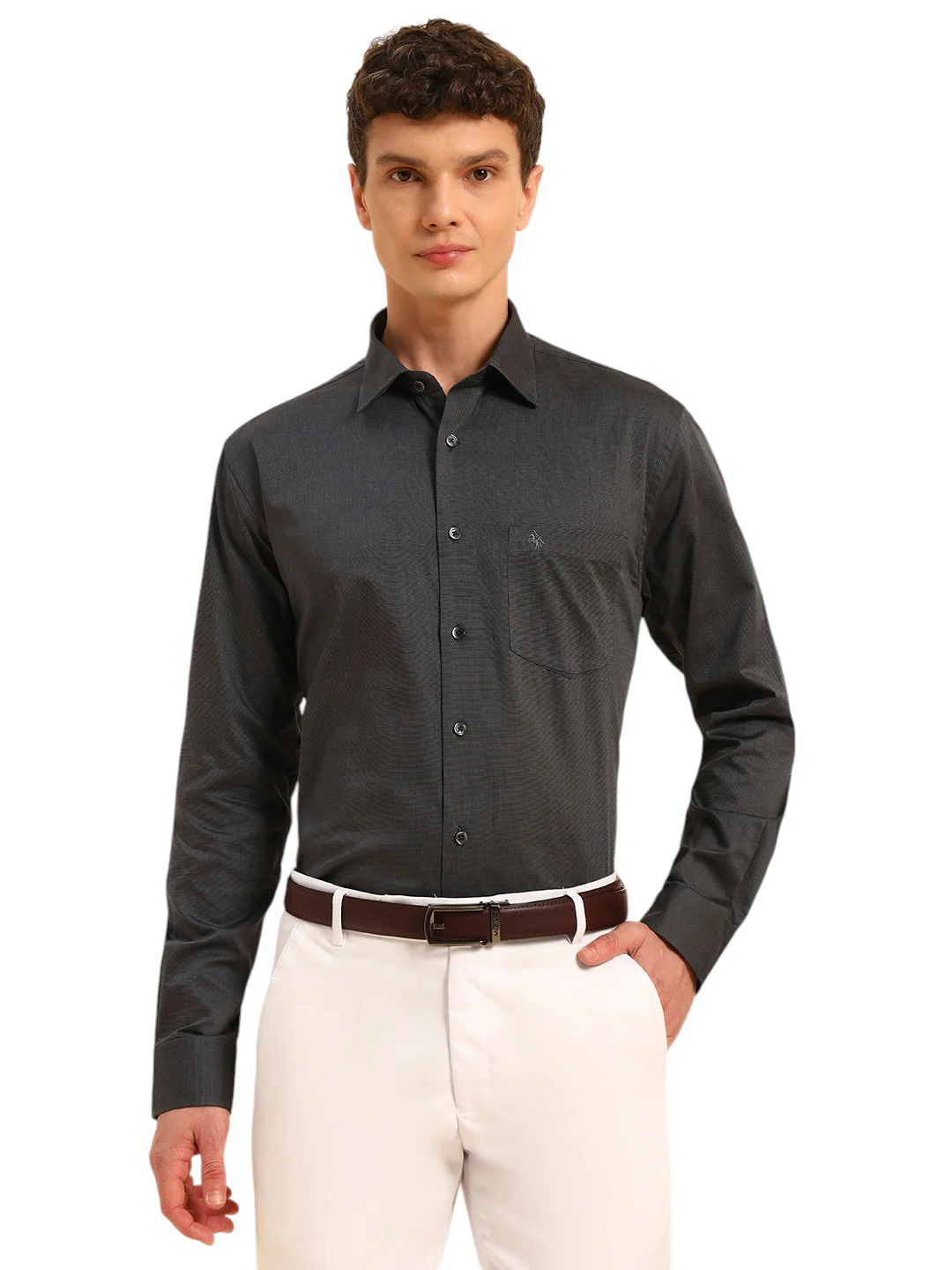 Formal Shirt for Men | Breathable & Soft with Color Fastness Regular Fit Spread Collar Neck Cotton Blend Fabric Solid Pattern - Image 2