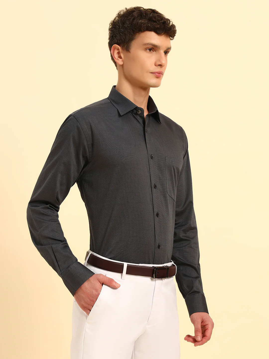 Formal Shirt for Men | Breathable & Soft with Color Fastness Regular Fit Spread Collar Neck Cotton Blend Fabric Solid Pattern - Image 5