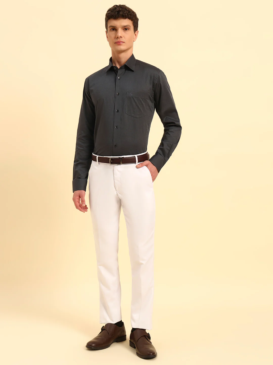 Formal Shirt for Men | Breathable & Soft with Color Fastness Regular Fit Spread Collar Neck Cotton Blend Fabric Solid Pattern - Image 7