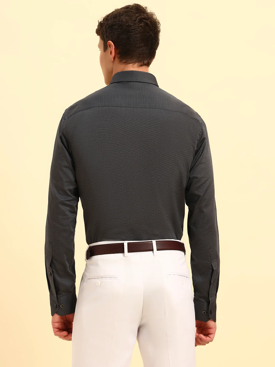Formal Shirt for Men | Breathable & Soft with Color Fastness Regular Fit Spread Collar Neck Cotton Blend Fabric Solid Pattern - Image 9