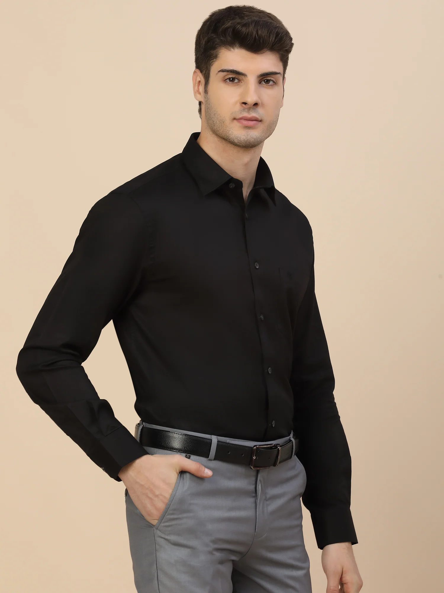 Formal Shirt for Men | Breathable & Soft with Color Fastness Regular Fit Spread Collar Neck Cotton Blend Fabric Solid Pattern - Image 4
