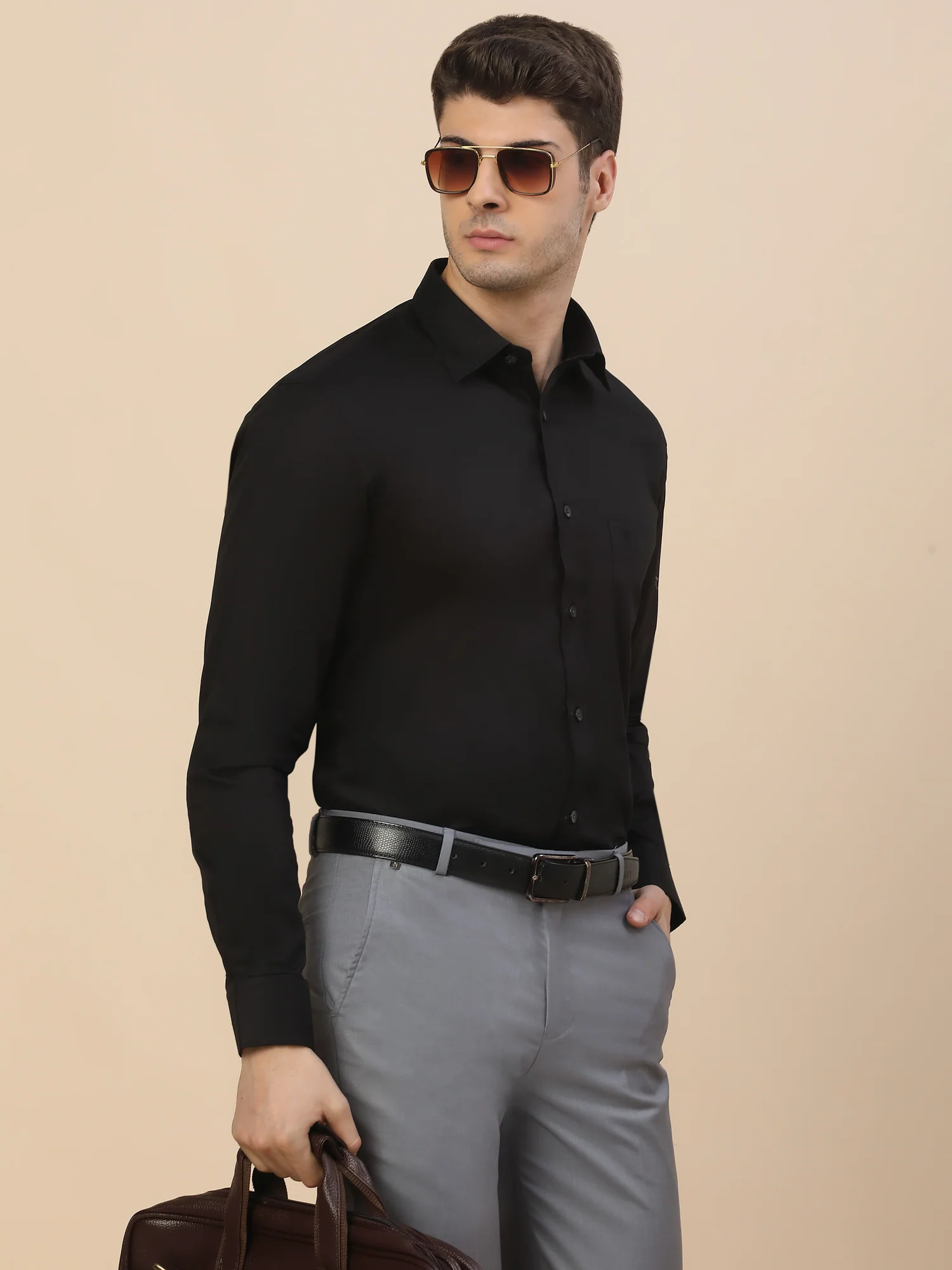 Formal Shirt for Men | Breathable & Soft with Color Fastness Regular Fit Spread Collar Neck Cotton Blend Fabric Solid Pattern - Image 7