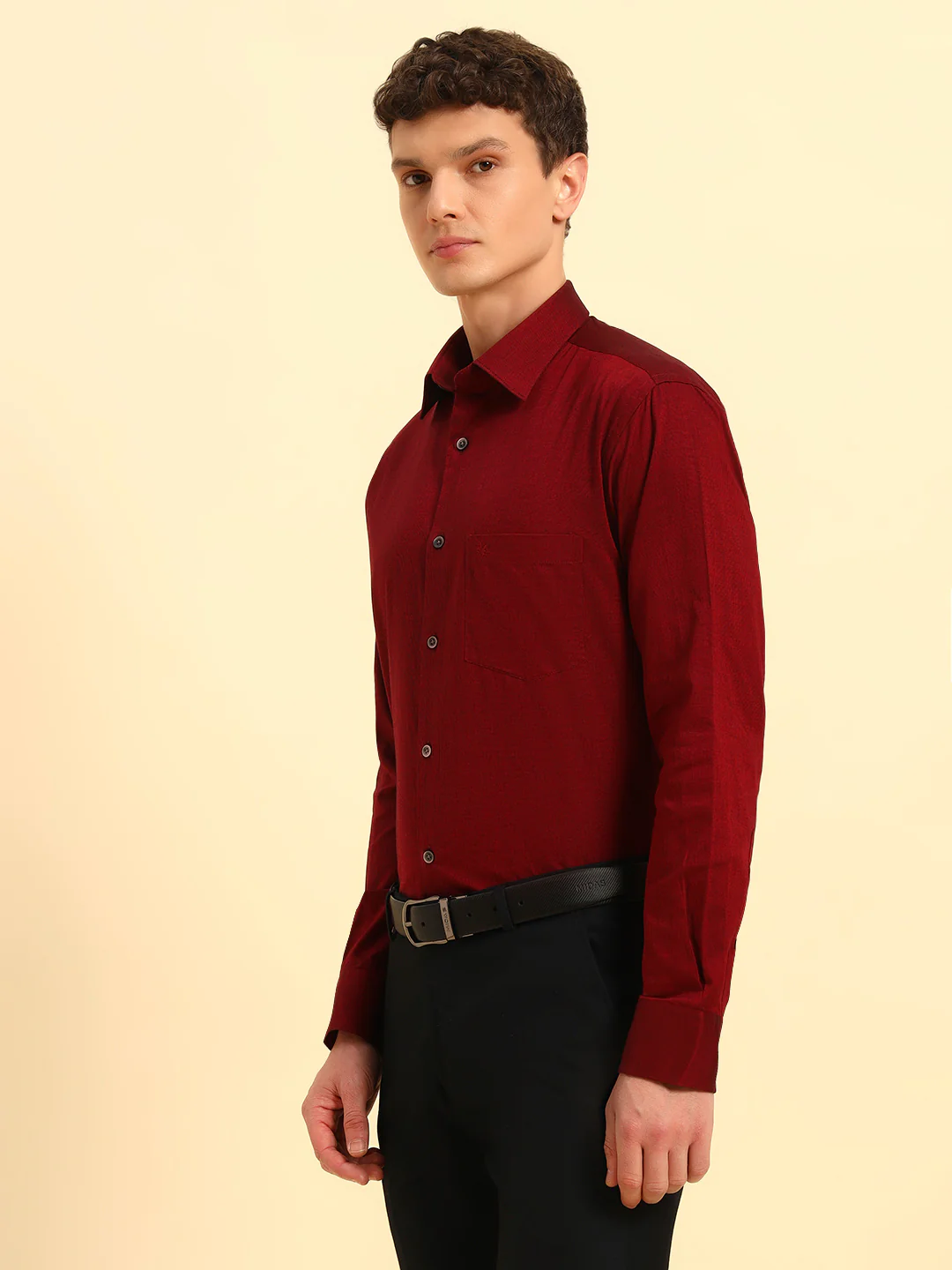 Formal Shirt for Men | Breathable & Soft with Color Fastness Regular Fit Spread Collar Neck Cotton Blend Fabric Solid Pattern - Image 4