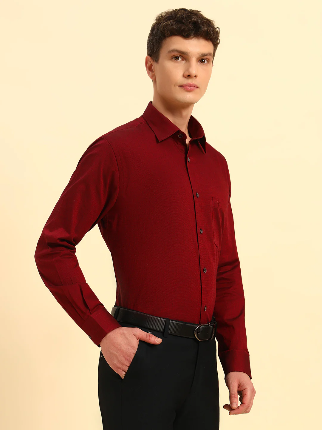 Formal Shirt for Men | Breathable & Soft with Color Fastness Regular Fit Spread Collar Neck Cotton Blend Fabric Solid Pattern - Image 5