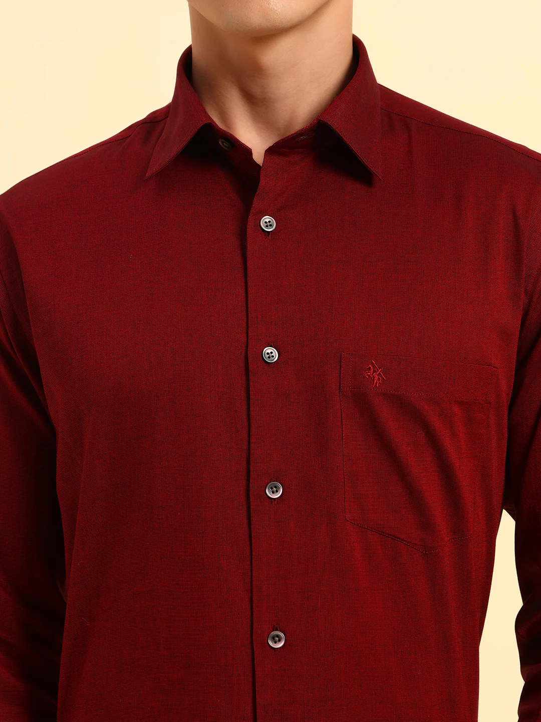 Formal Shirt for Men | Breathable & Soft with Color Fastness Regular Fit Spread Collar Neck Cotton Blend Fabric Solid Pattern - Image 6