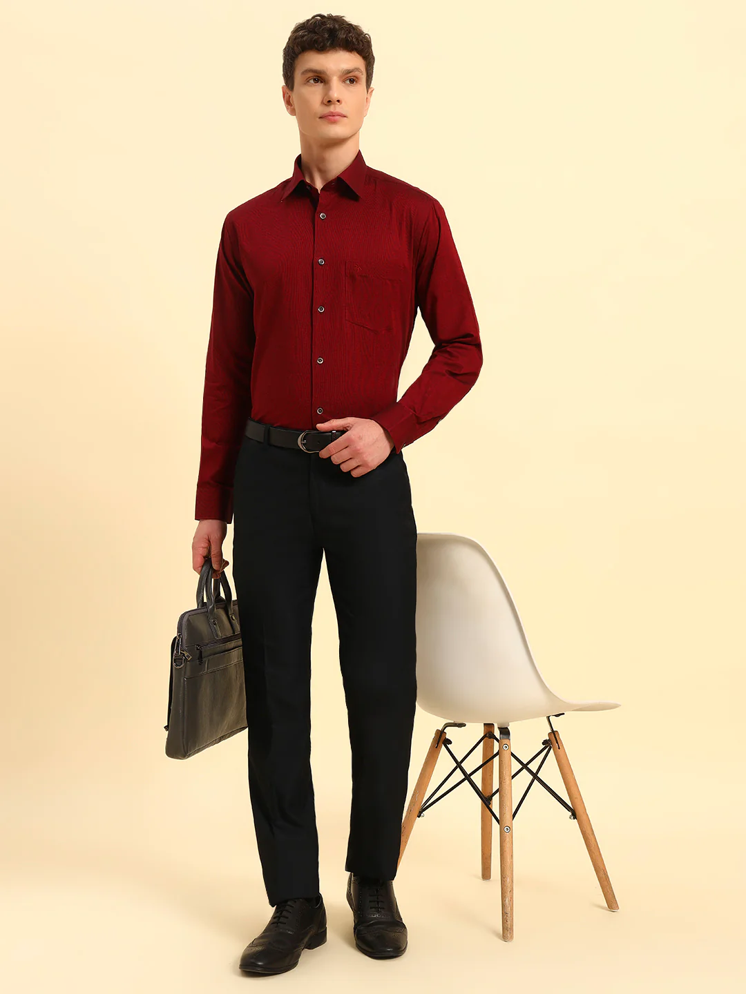 Formal Shirt for Men | Breathable & Soft with Color Fastness Regular Fit Spread Collar Neck Cotton Blend Fabric Solid Pattern - Image 8