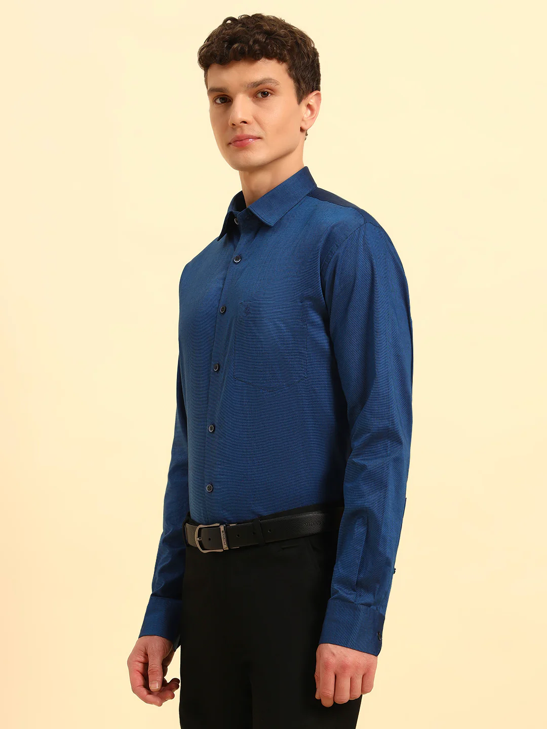 Formal Shirt for Men | Breathable & Soft with Color Fastness Regular Fit Spread Collar Neck Cotton Blend Fabric Solid Pattern - Image 4