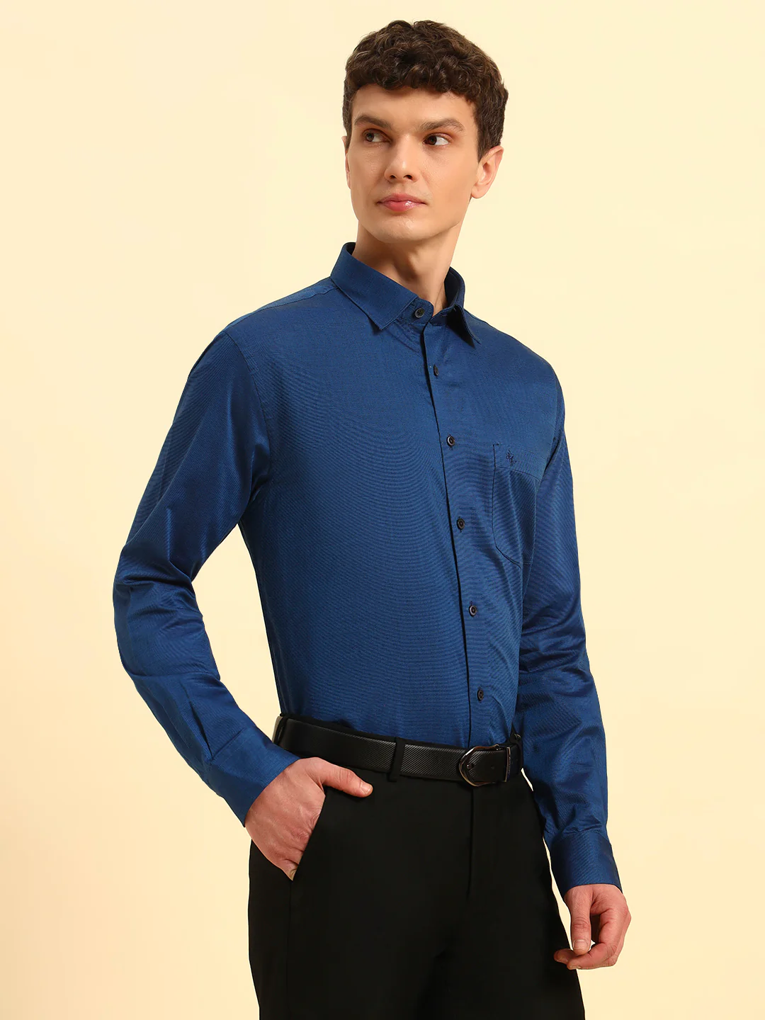 Formal Shirt for Men | Breathable & Soft with Color Fastness Regular Fit Spread Collar Neck Cotton Blend Fabric Solid Pattern - Image 5
