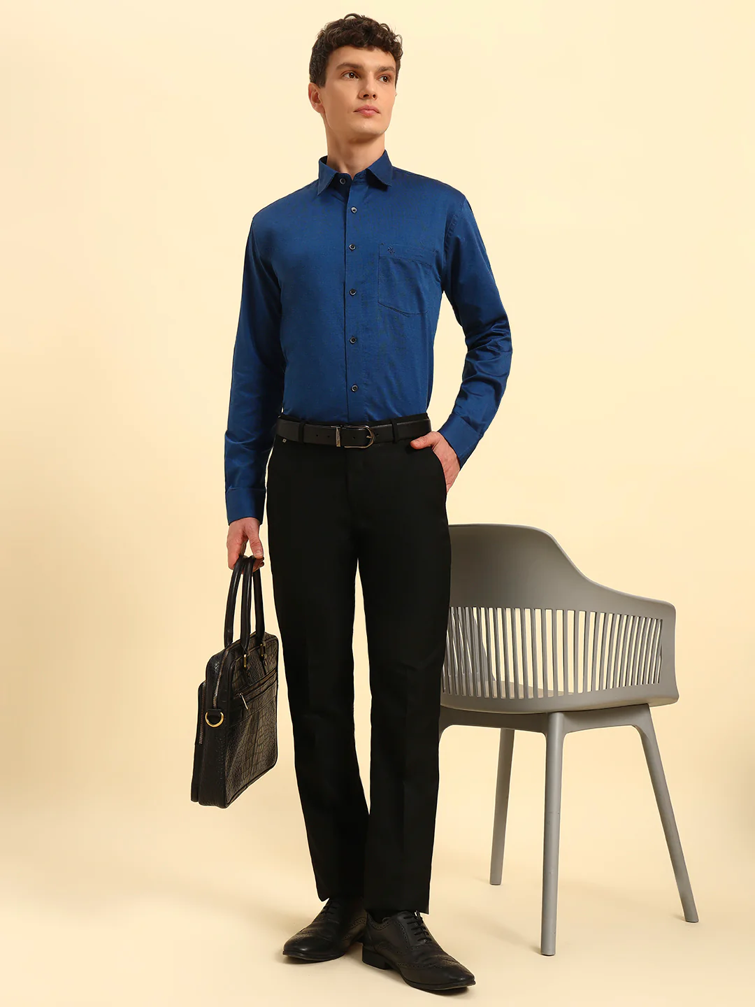Formal Shirt for Men | Breathable & Soft with Color Fastness Regular Fit Spread Collar Neck Cotton Blend Fabric Solid Pattern - Image 8