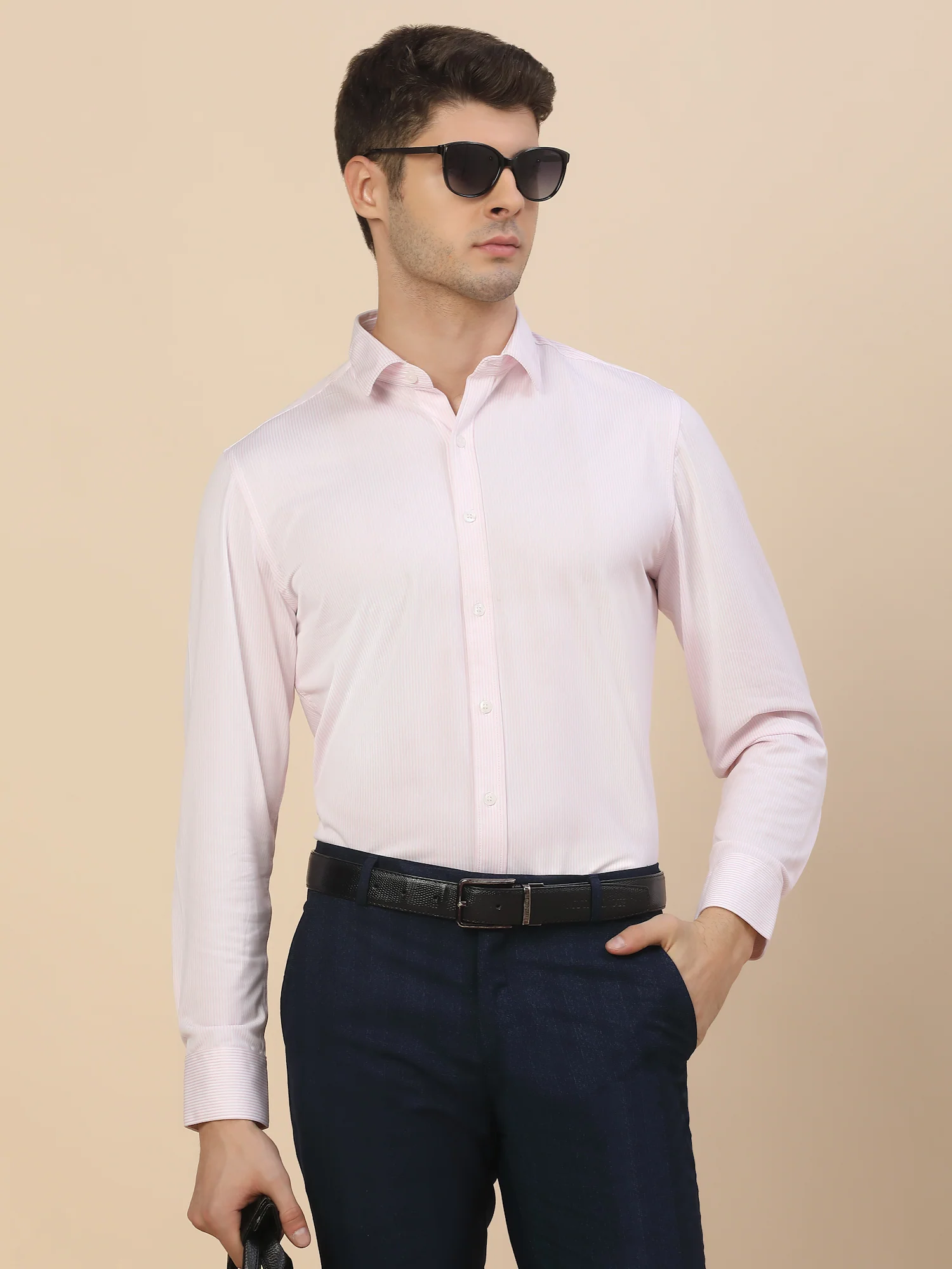 Formal Shirt for Men | Breathable & Soft with Color Fastness Regular Fit Spread Collar Neck Cotton Blend Fabric Striped Pattern - Image 7