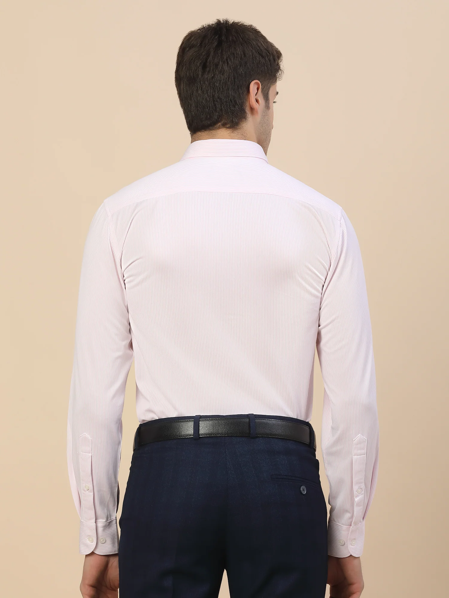 Formal Shirt for Men | Breathable & Soft with Color Fastness Regular Fit Spread Collar Neck Cotton Blend Fabric Striped Pattern - Image 8