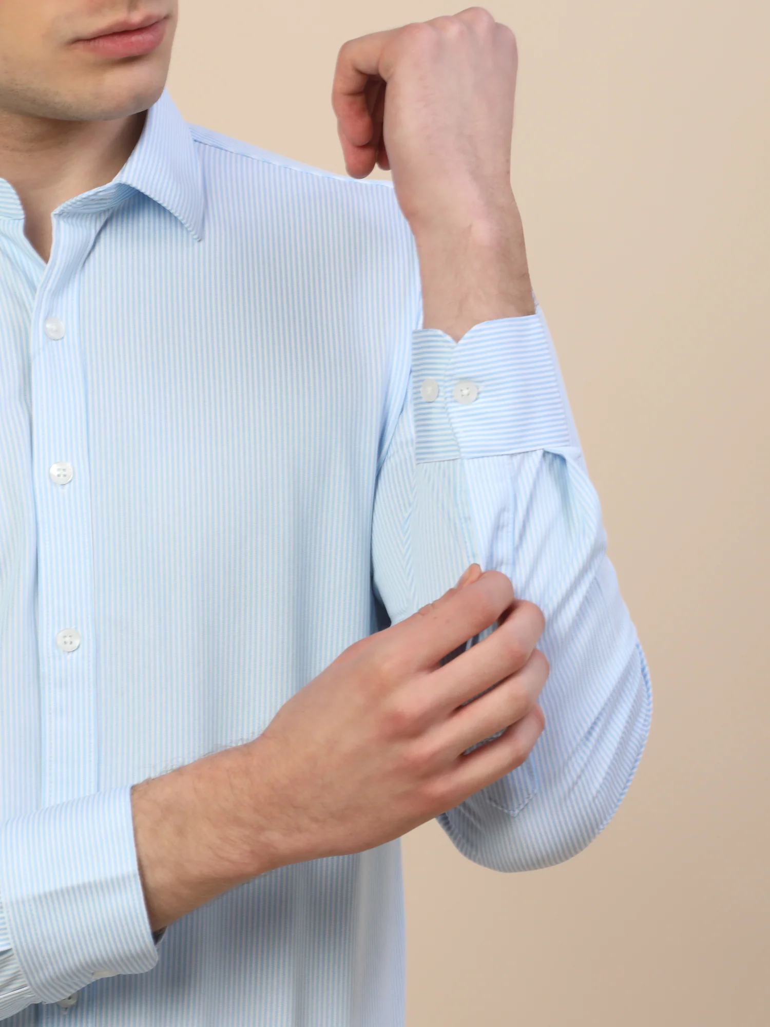 Formal Shirt for Men | Breathable & Soft with Color Fastness Regular Fit Spread Collar Neck Cotton Blend Fabric Striped Pattern - Image 5