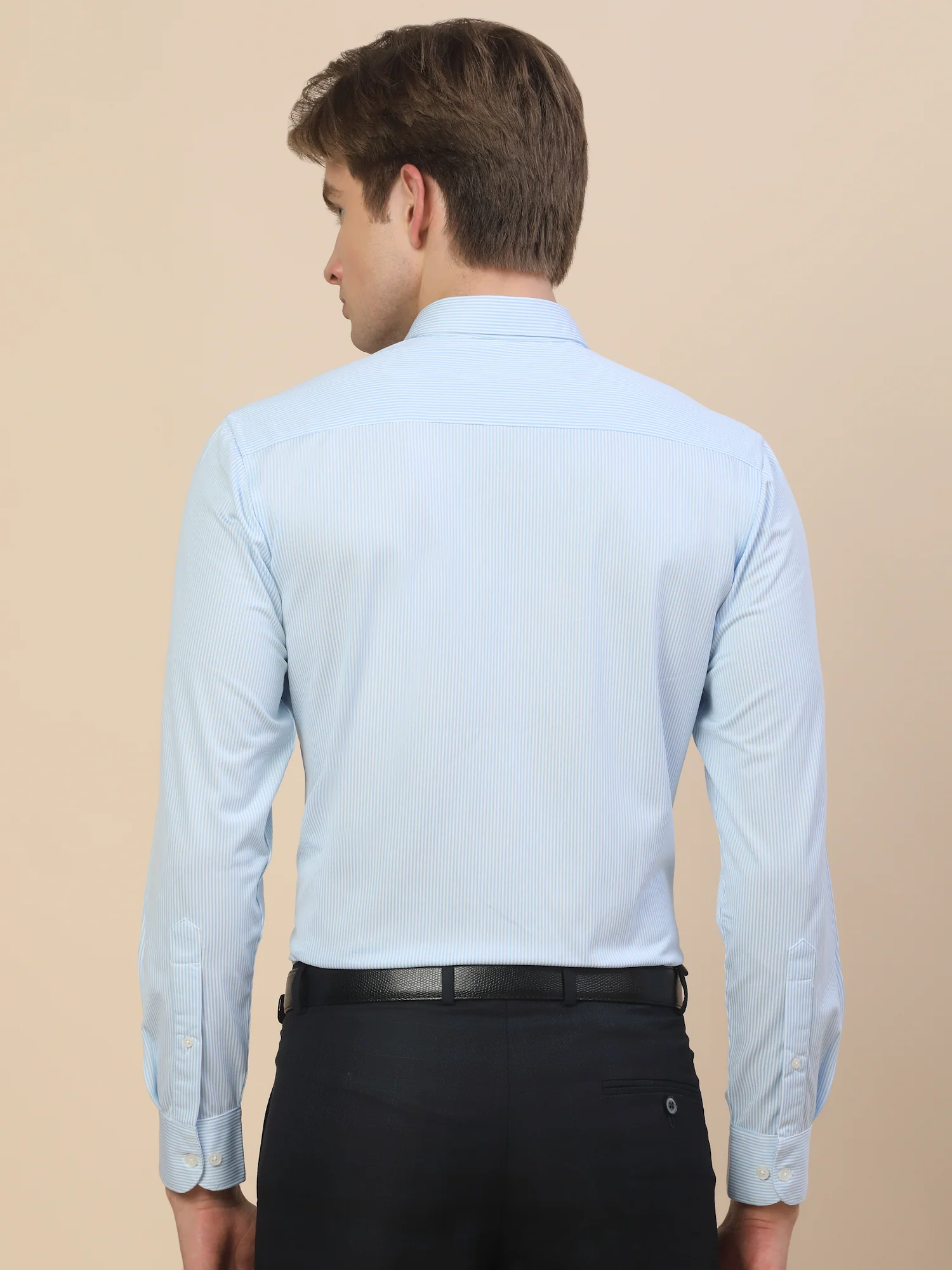 Formal Shirt for Men | Breathable & Soft with Color Fastness Regular Fit Spread Collar Neck Cotton Blend Fabric Striped Pattern - Image 8