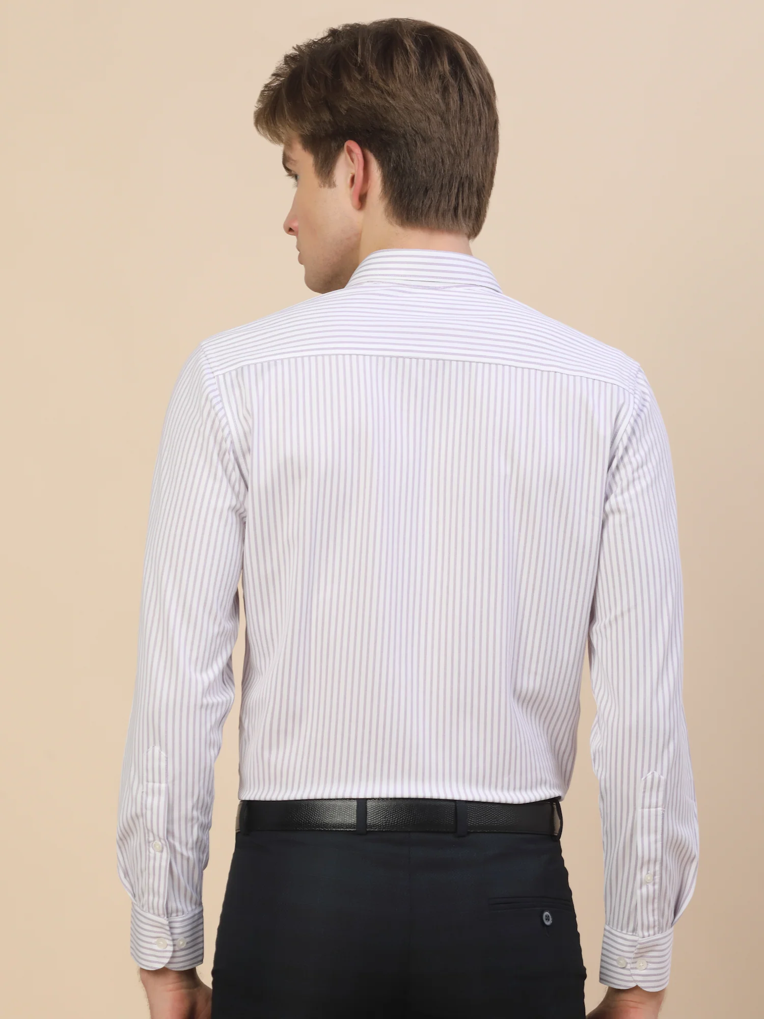 Formal Shirt for Men | Breathable & Soft with Color Fastness Regular Fit Spread Collar Neck Cotton Blend Fabric Striped Pattern - Image 8