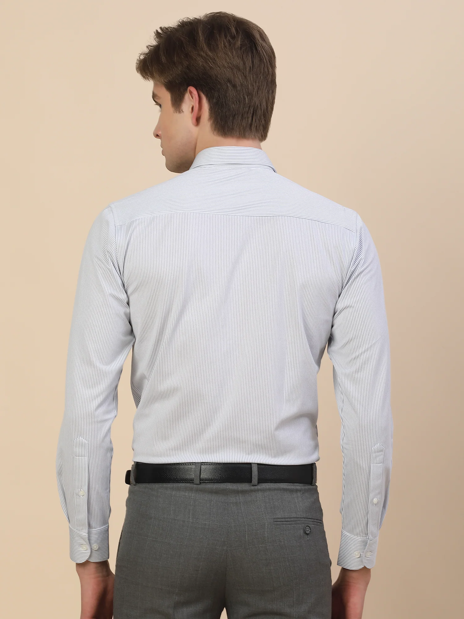 Formal Shirt for Men | Breathable & Soft with Color Fastness Regular Fit Spread Collar Neck Cotton Blend Fabric Striped Pattern - Image 8