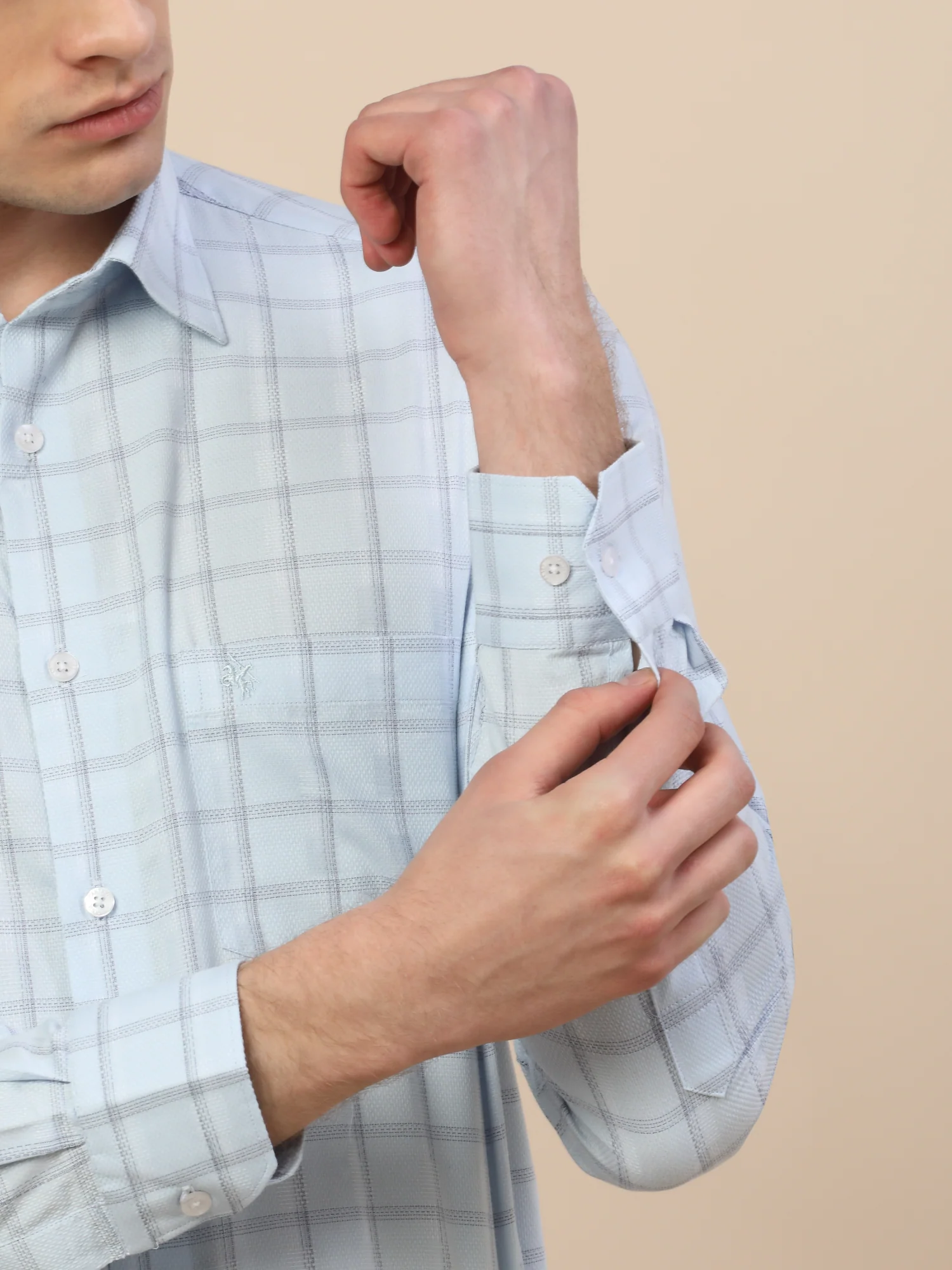 Formal Shirt for Men | Breathable & Soft with Color Fastness Regular Fit Spread Collar Neck Cotton Fabric Check Pattern - Image 5