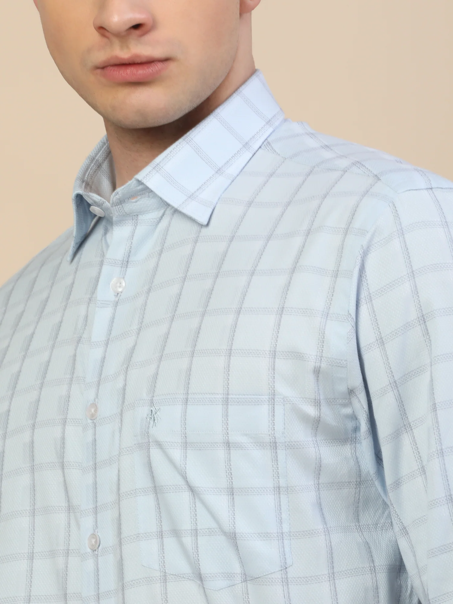 Formal Shirt for Men | Breathable & Soft with Color Fastness Regular Fit Spread Collar Neck Cotton Fabric Check Pattern - Image 6