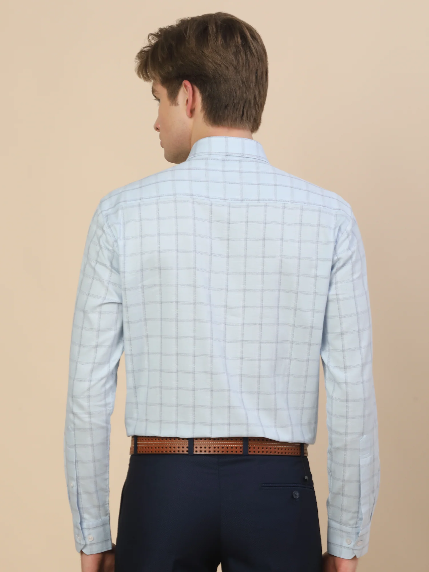 Formal Shirt for Men | Breathable & Soft with Color Fastness Regular Fit Spread Collar Neck Cotton Fabric Check Pattern - Image 8