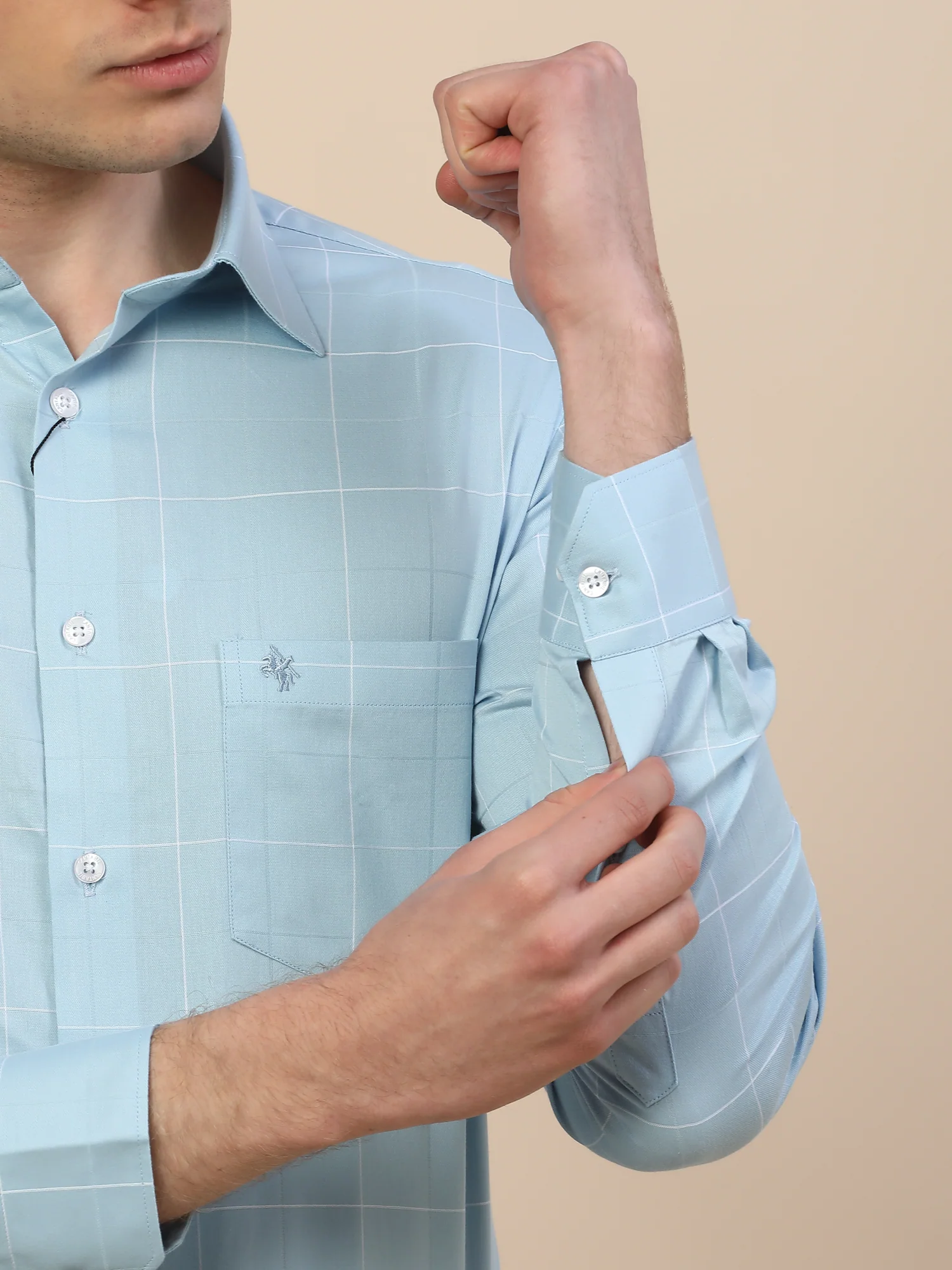 Formal Shirt for Men | Breathable & Soft with Color Fastness Regular Fit Spread Collar Neck Cotton Fabric Check Pattern - Image 5