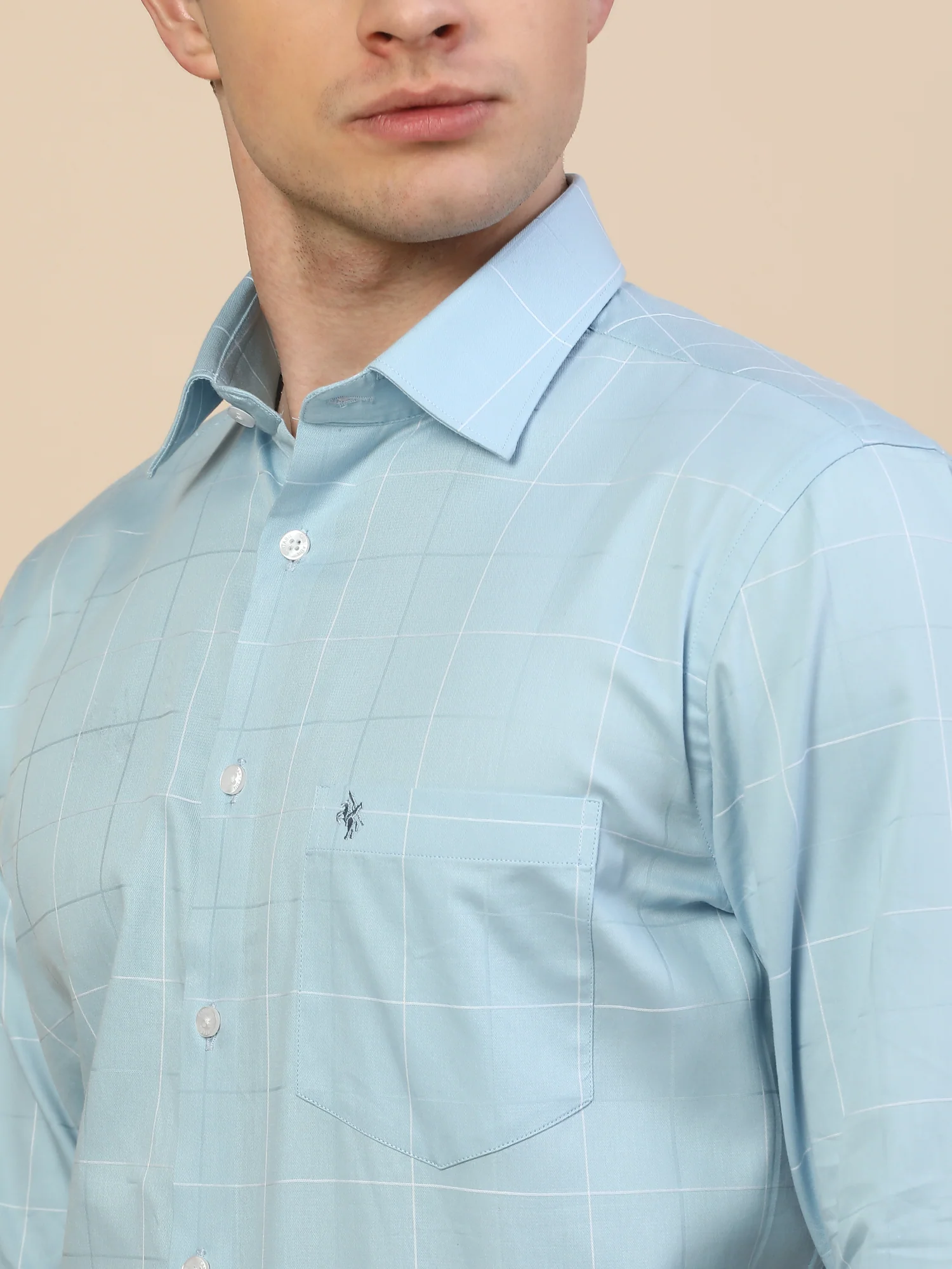 Formal Shirt for Men | Breathable & Soft with Color Fastness Regular Fit Spread Collar Neck Cotton Fabric Check Pattern - Image 6