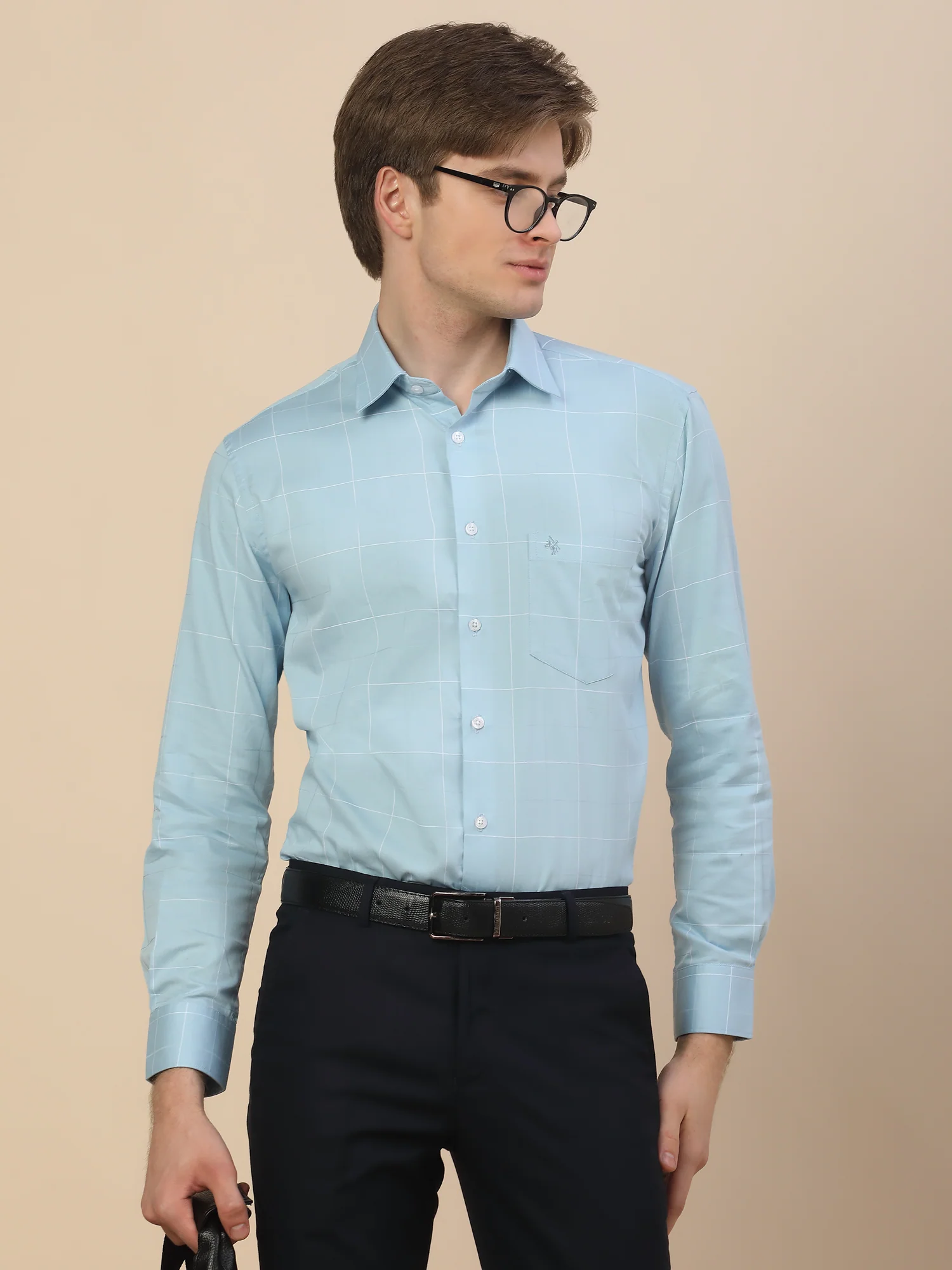 Formal Shirt for Men | Breathable & Soft with Color Fastness Regular Fit Spread Collar Neck Cotton Fabric Check Pattern - Image 7