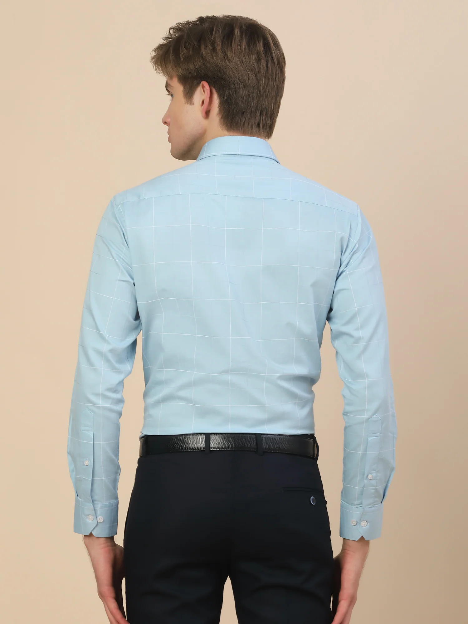 Formal Shirt for Men | Breathable & Soft with Color Fastness Regular Fit Spread Collar Neck Cotton Fabric Check Pattern - Image 8