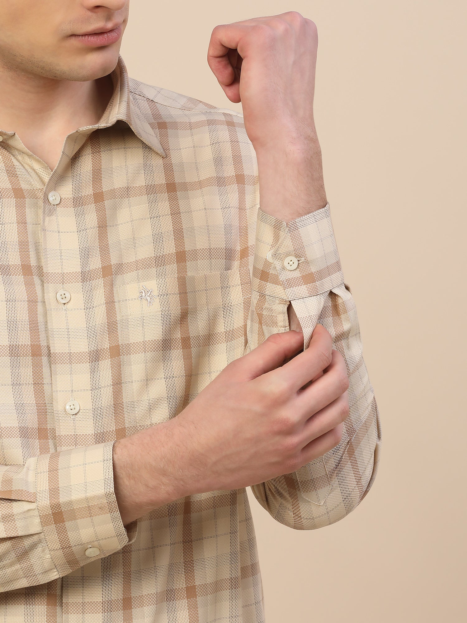 Formal Shirt for Men | Breathable & Soft with Color Fastness Regular Fit Spread Collar Neck Cotton Fabric Check Pattern - Image 5