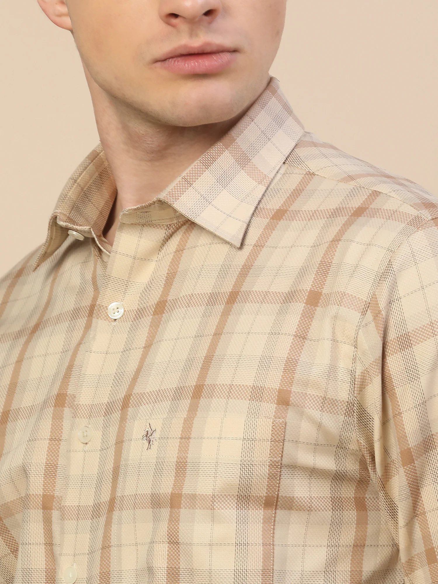 Formal Shirt for Men | Breathable & Soft with Color Fastness Regular Fit Spread Collar Neck Cotton Fabric Check Pattern - Image 6