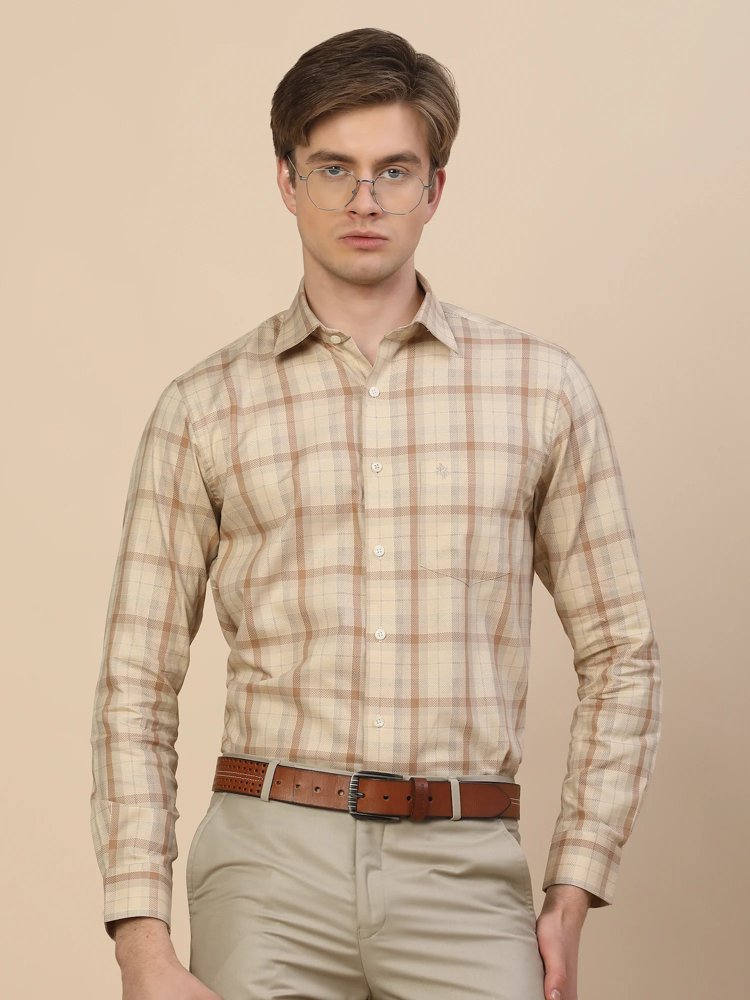 Formal Shirt for Men | Breathable & Soft with Color Fastness Regular Fit Spread Collar Neck Cotton Fabric Check Pattern - Image 7