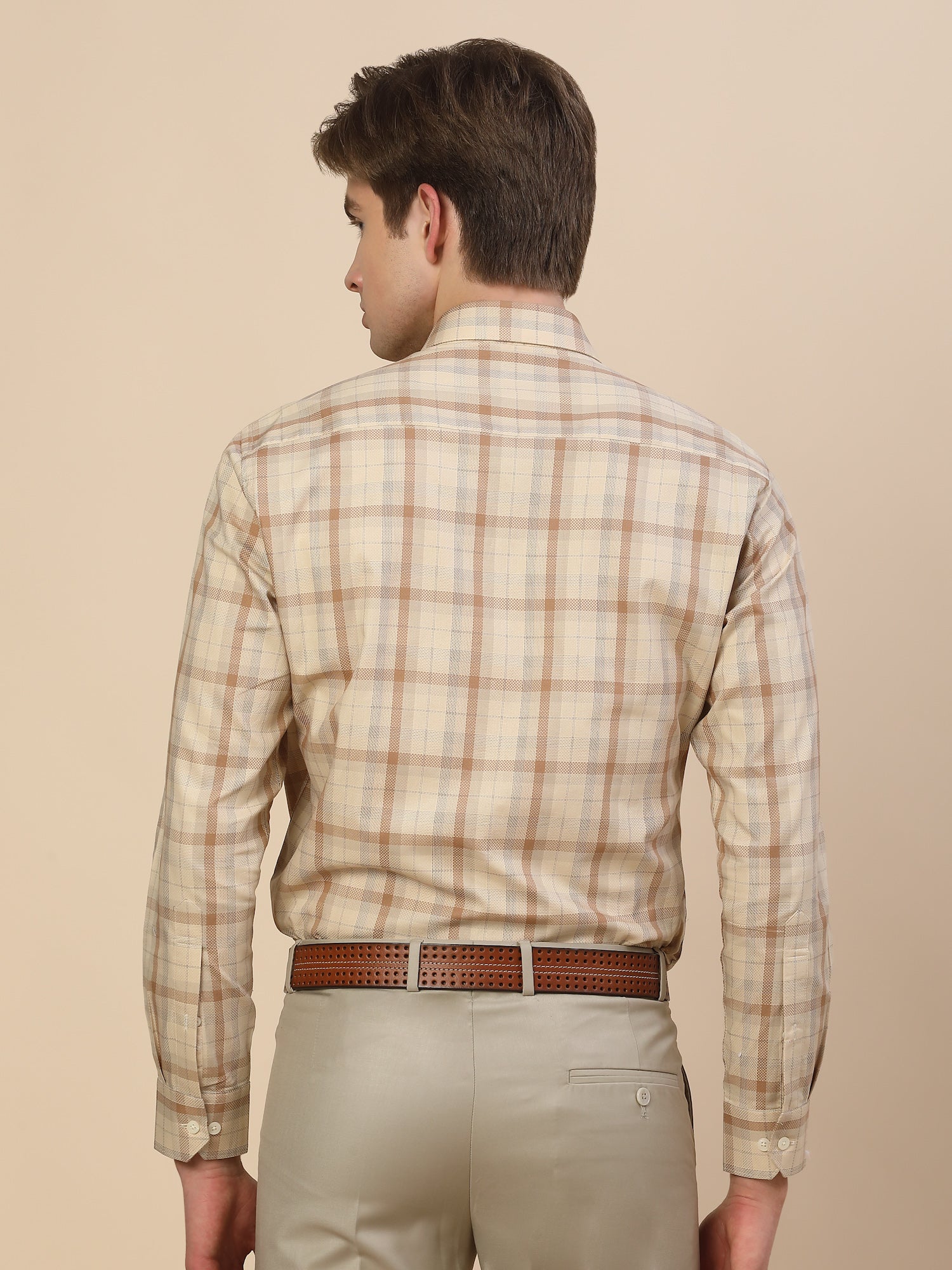 Formal Shirt for Men | Breathable & Soft with Color Fastness Regular Fit Spread Collar Neck Cotton Fabric Check Pattern - Image 8