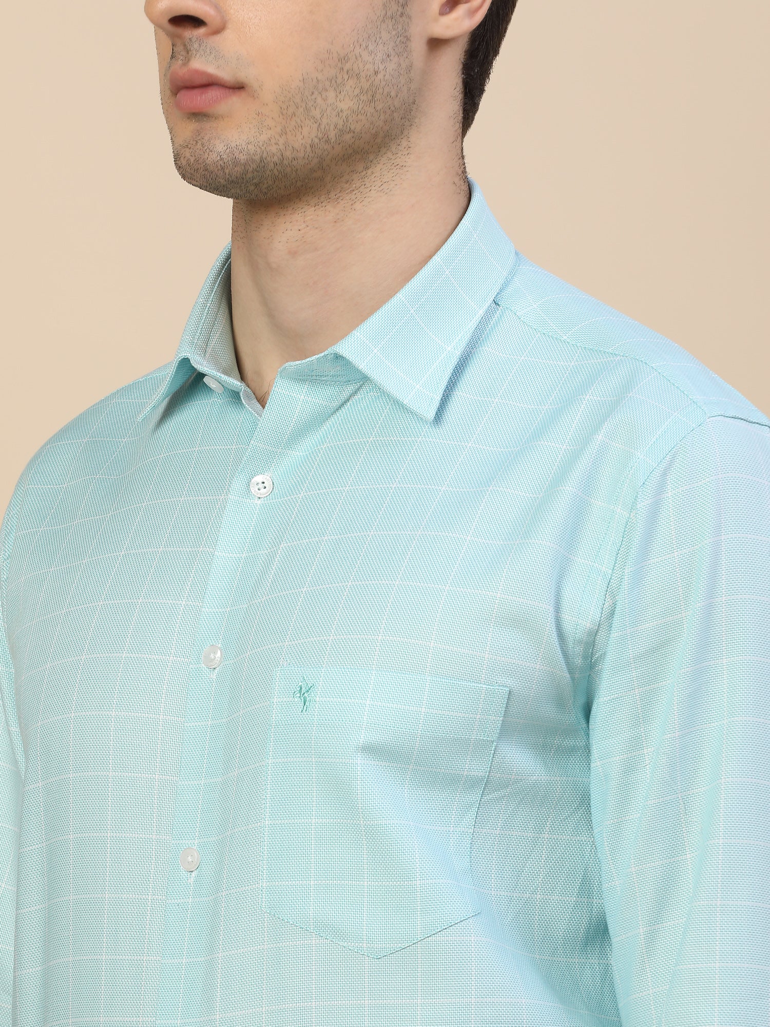 Formal Shirt for Men | Breathable & Soft with Color Fastness Regular Fit Spread Collar Neck Cotton Fabric Check Pattern - Image 5