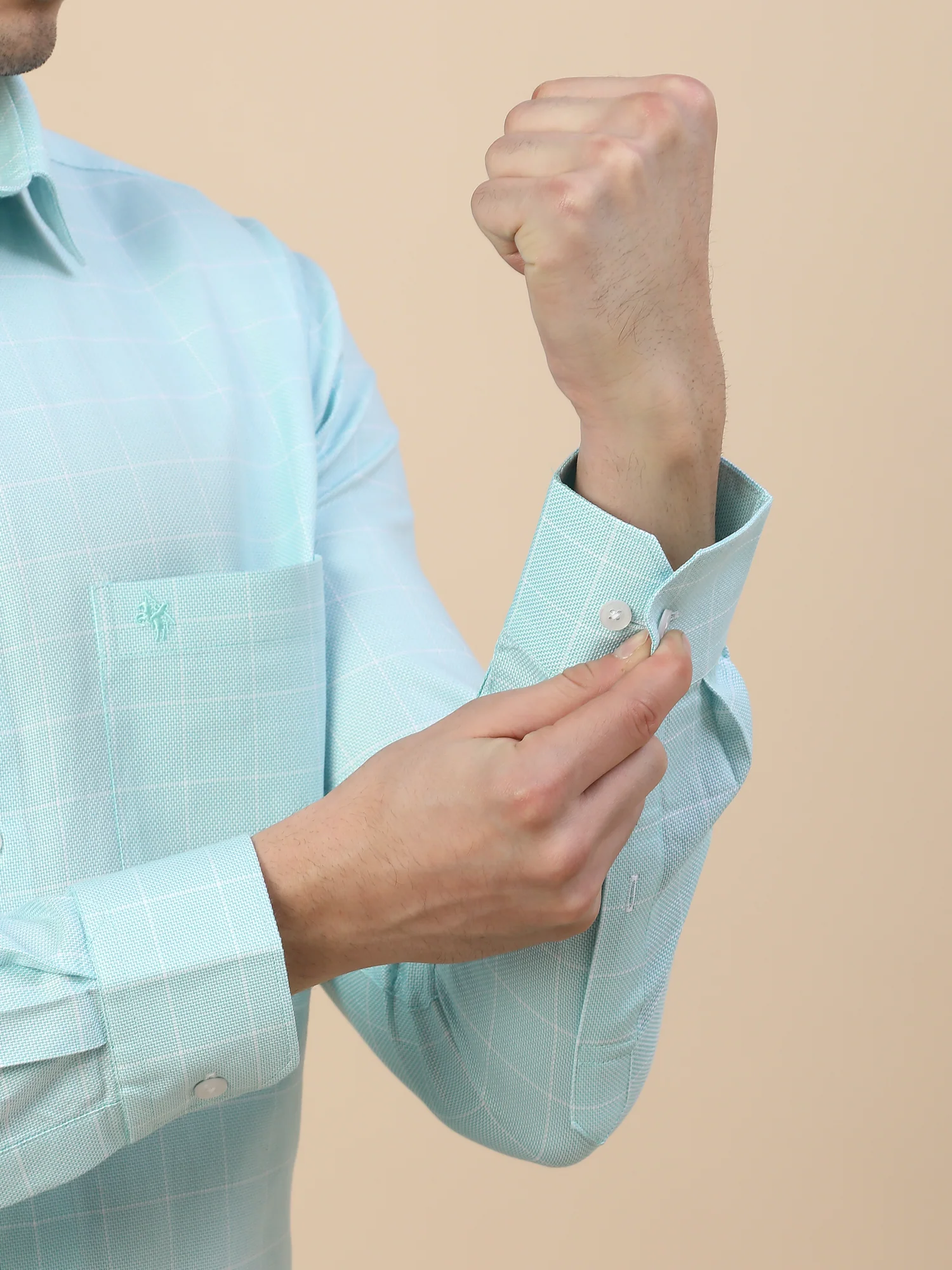 Formal Shirt for Men | Breathable & Soft with Color Fastness Regular Fit Spread Collar Neck Cotton Fabric Check Pattern - Image 6