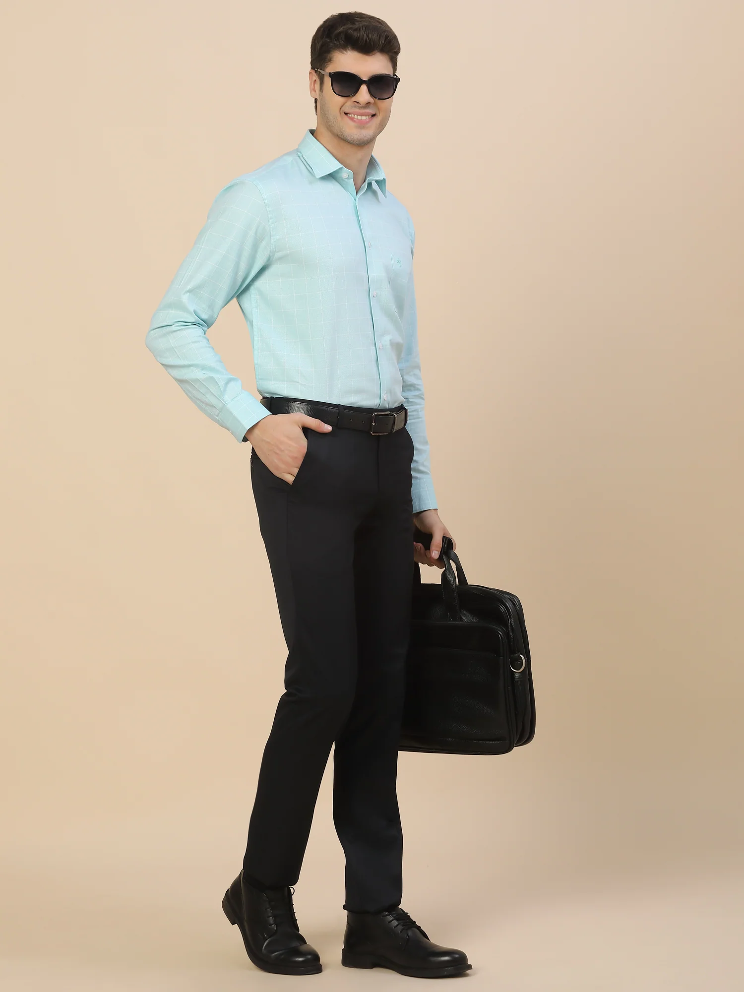 Formal Shirt for Men | Breathable & Soft with Color Fastness Regular Fit Spread Collar Neck Cotton Fabric Check Pattern - Image 7