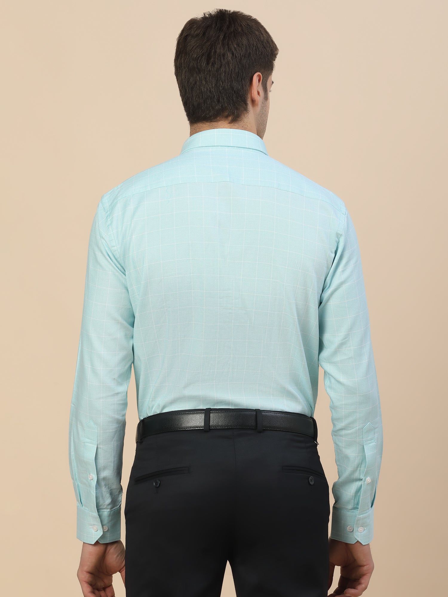 Formal Shirt for Men | Breathable & Soft with Color Fastness Regular Fit Spread Collar Neck Cotton Fabric Check Pattern - Image 8