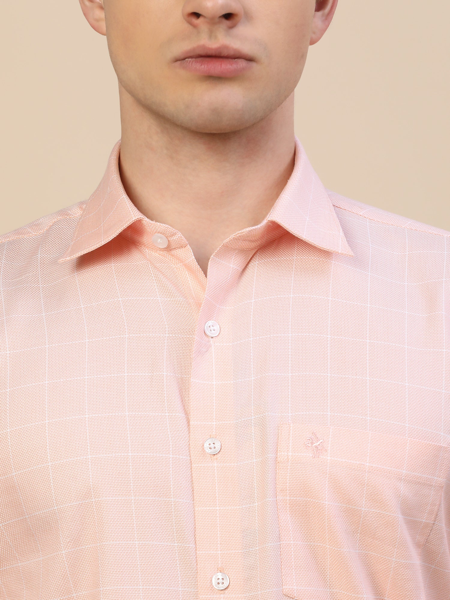 Formal Shirt for Men | Breathable & Soft with Color Fastness Regular Fit Spread Collar Neck Cotton Fabric Check Pattern - Image 5