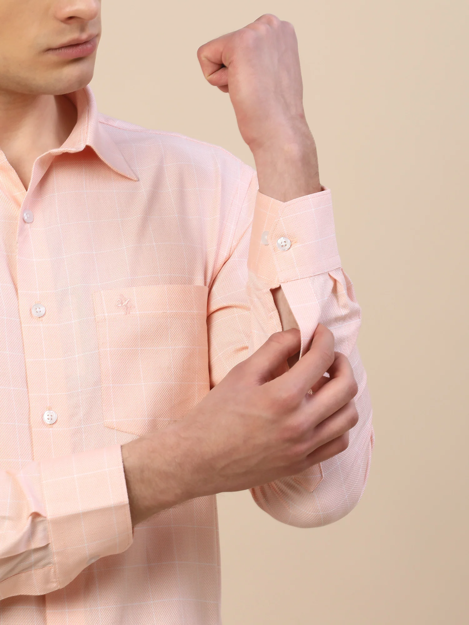 Formal Shirt for Men | Breathable & Soft with Color Fastness Regular Fit Spread Collar Neck Cotton Fabric Check Pattern - Image 6