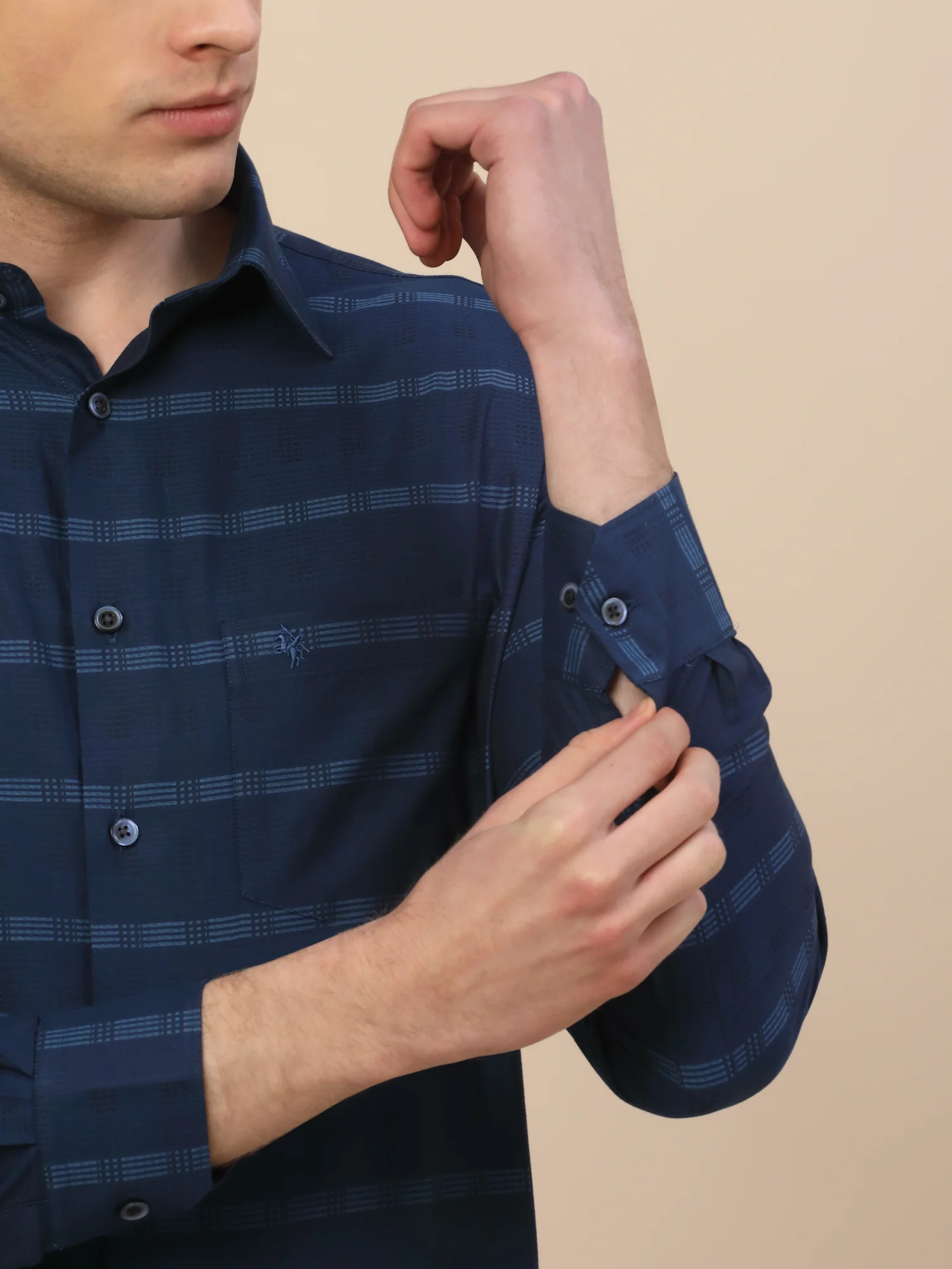 Formal Shirt for Men | Breathable & Soft with Color Fastness Regular Fit Spread Collar Neck Cotton Fabric Check Pattern - Image 5