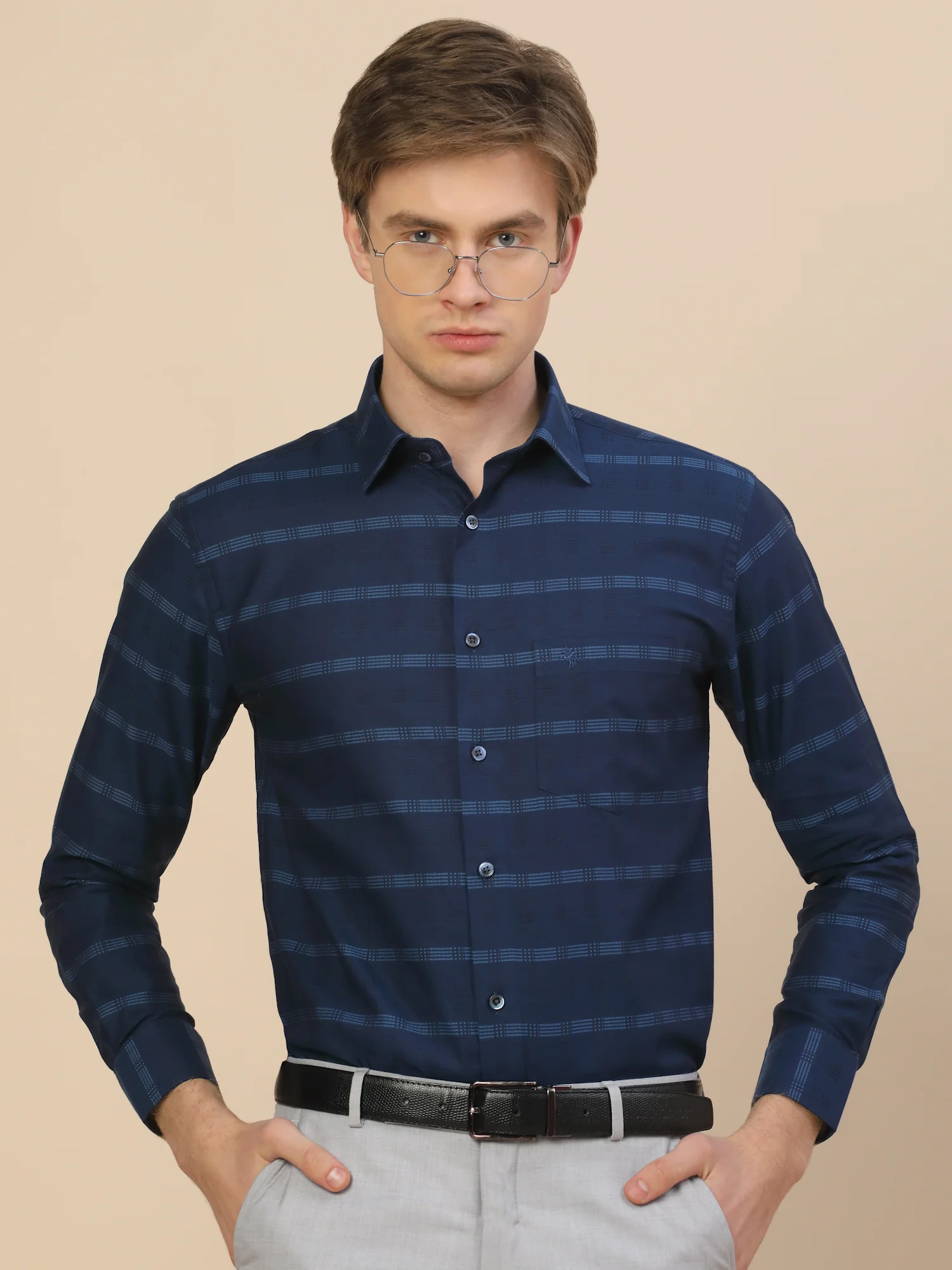 Formal Shirt for Men | Breathable & Soft with Color Fastness Regular Fit Spread Collar Neck Cotton Fabric Check Pattern - Image 7