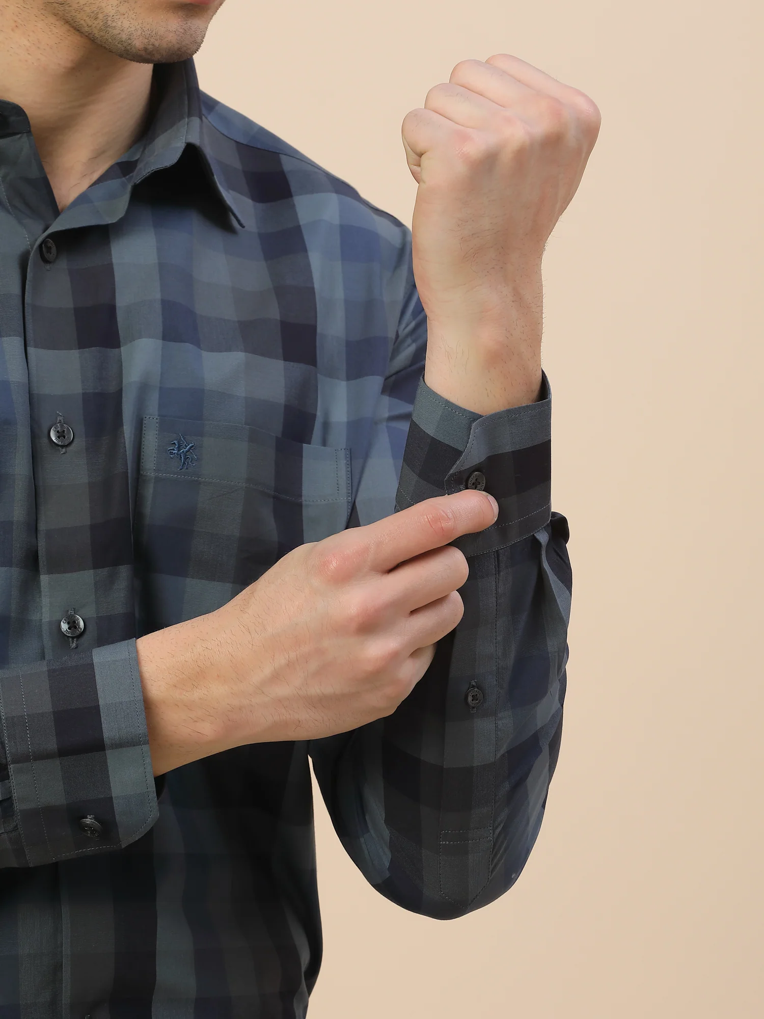 Formal Shirt for Men | Breathable & Soft with Color Fastness Regular Fit Spread Collar Neck Cotton Fabric Check Pattern - Image 6