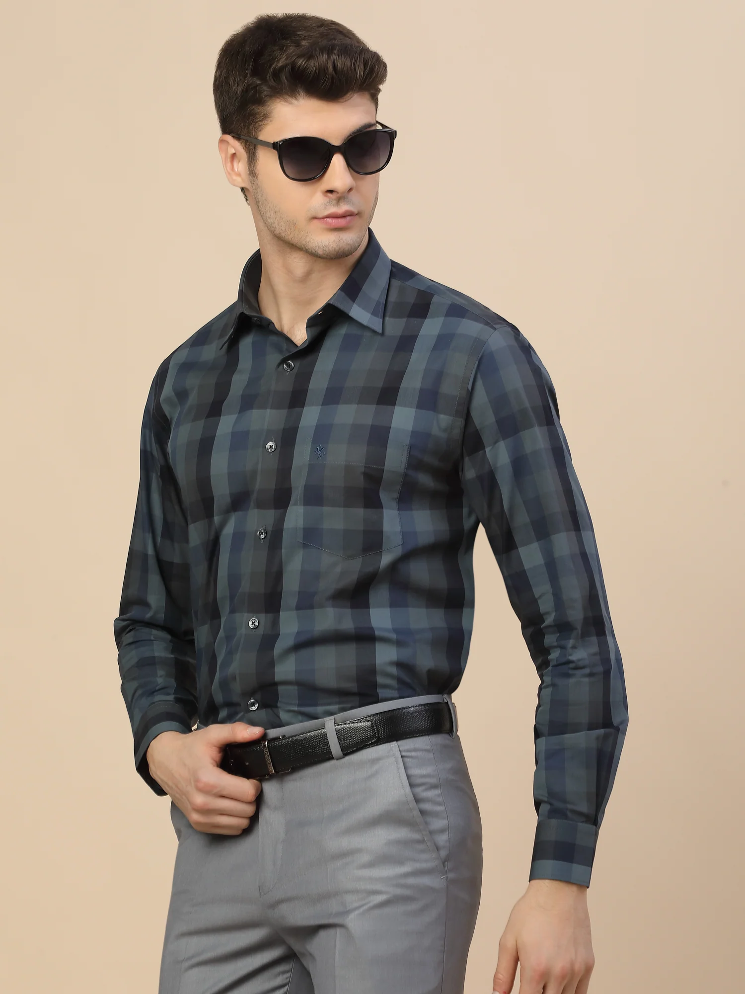 Formal Shirt for Men | Breathable & Soft with Color Fastness Regular Fit Spread Collar Neck Cotton Fabric Check Pattern - Image 7