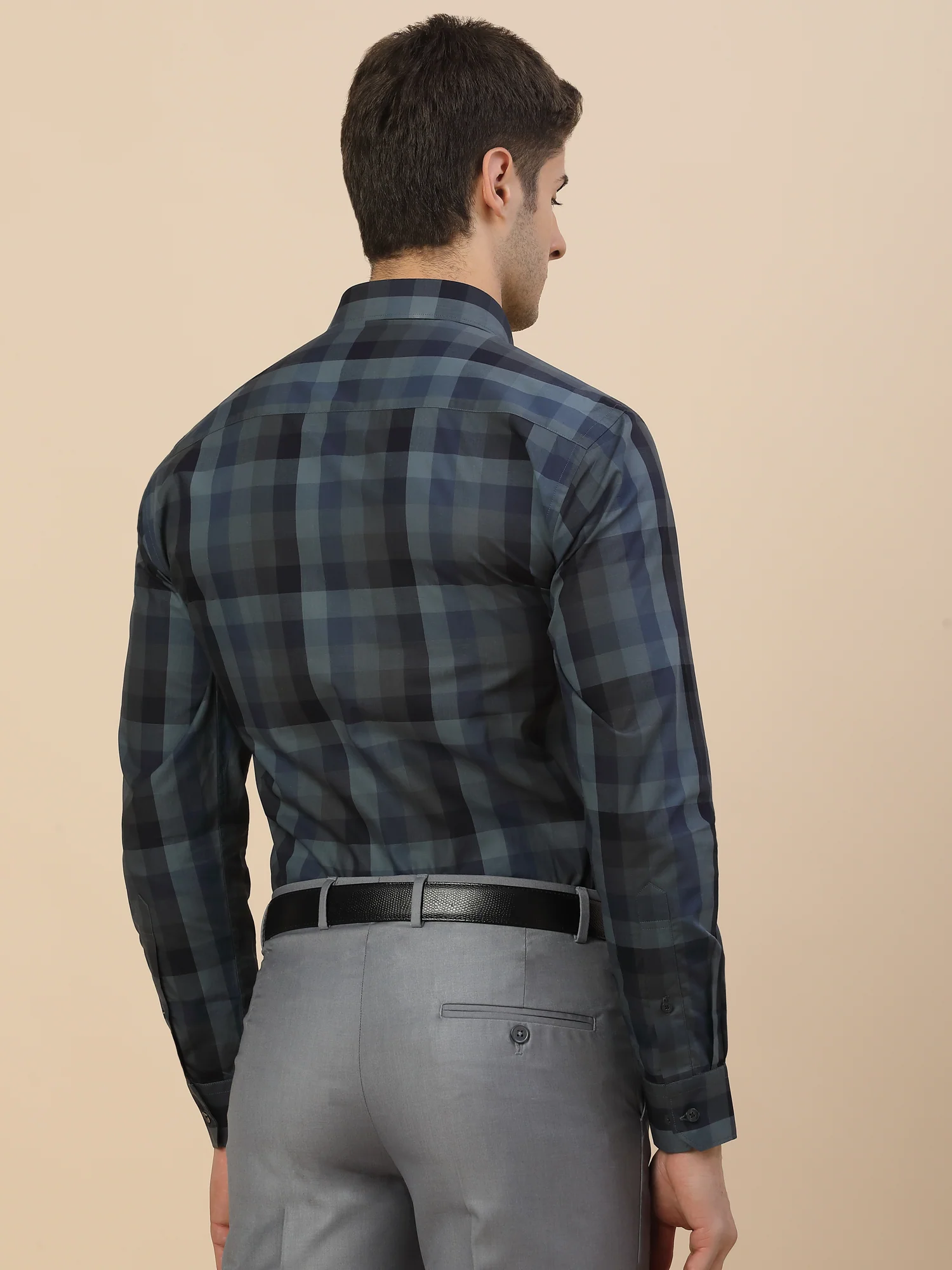 Formal Shirt for Men | Breathable & Soft with Color Fastness Regular Fit Spread Collar Neck Cotton Fabric Check Pattern - Image 8